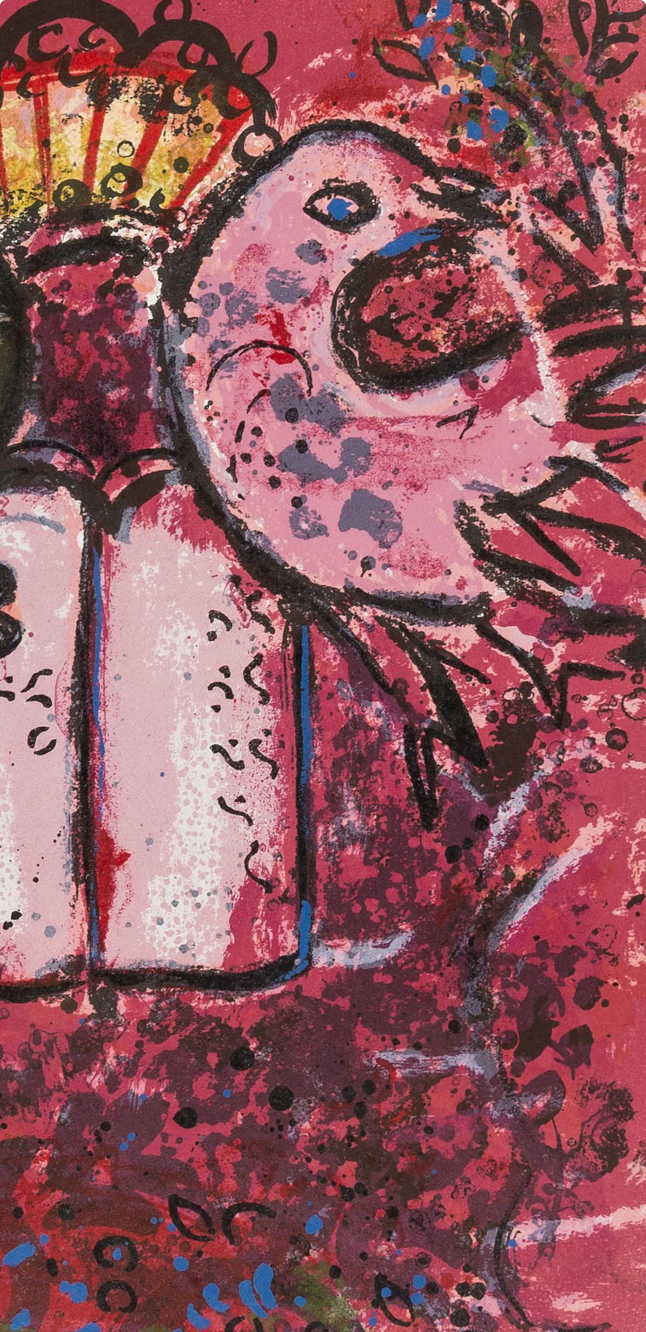 Chagall, Tablets of Law (Mourlot 365; Cramer 49) (after) - Brown Figurative Print by Marc Chagall
