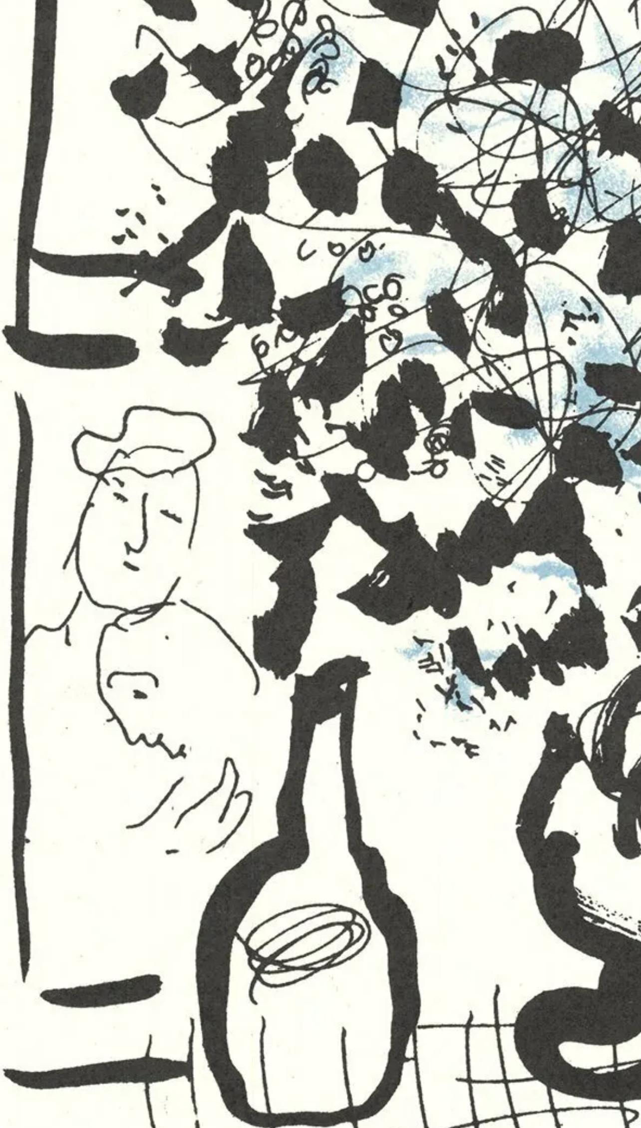 Chagall, Der schwarze und blaue Blumenstrauß (Mourlot 202; Cramer 34) (nach) – Print von Marc Chagall