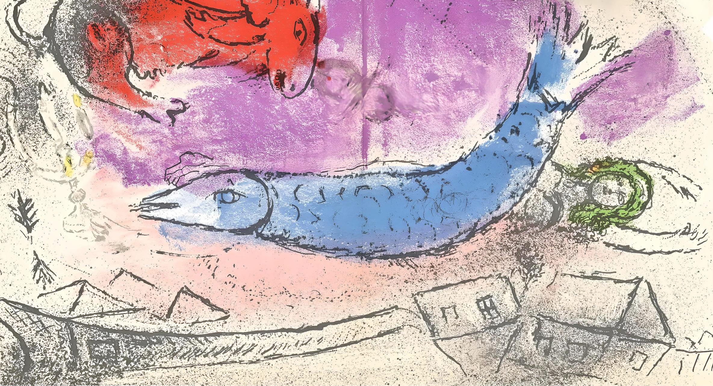 Chagall, The Blue Fish (Mourlot 198; Cramer 34) (after) - Expressionist Print by Marc Chagall