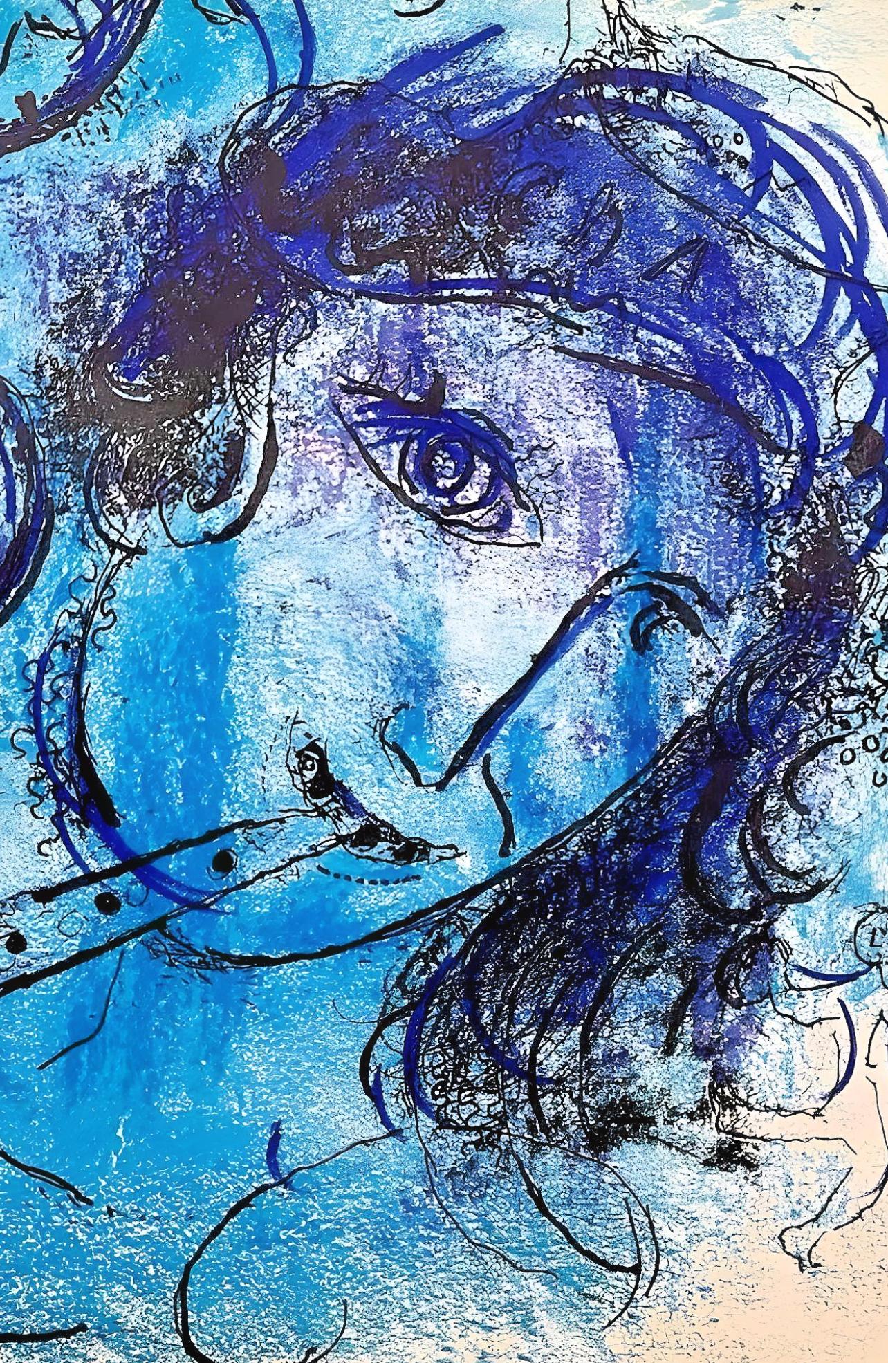 Chagall, Der Flötenspieler (Mourlot 197; Cramer 34) (nach) – Print von Marc Chagall