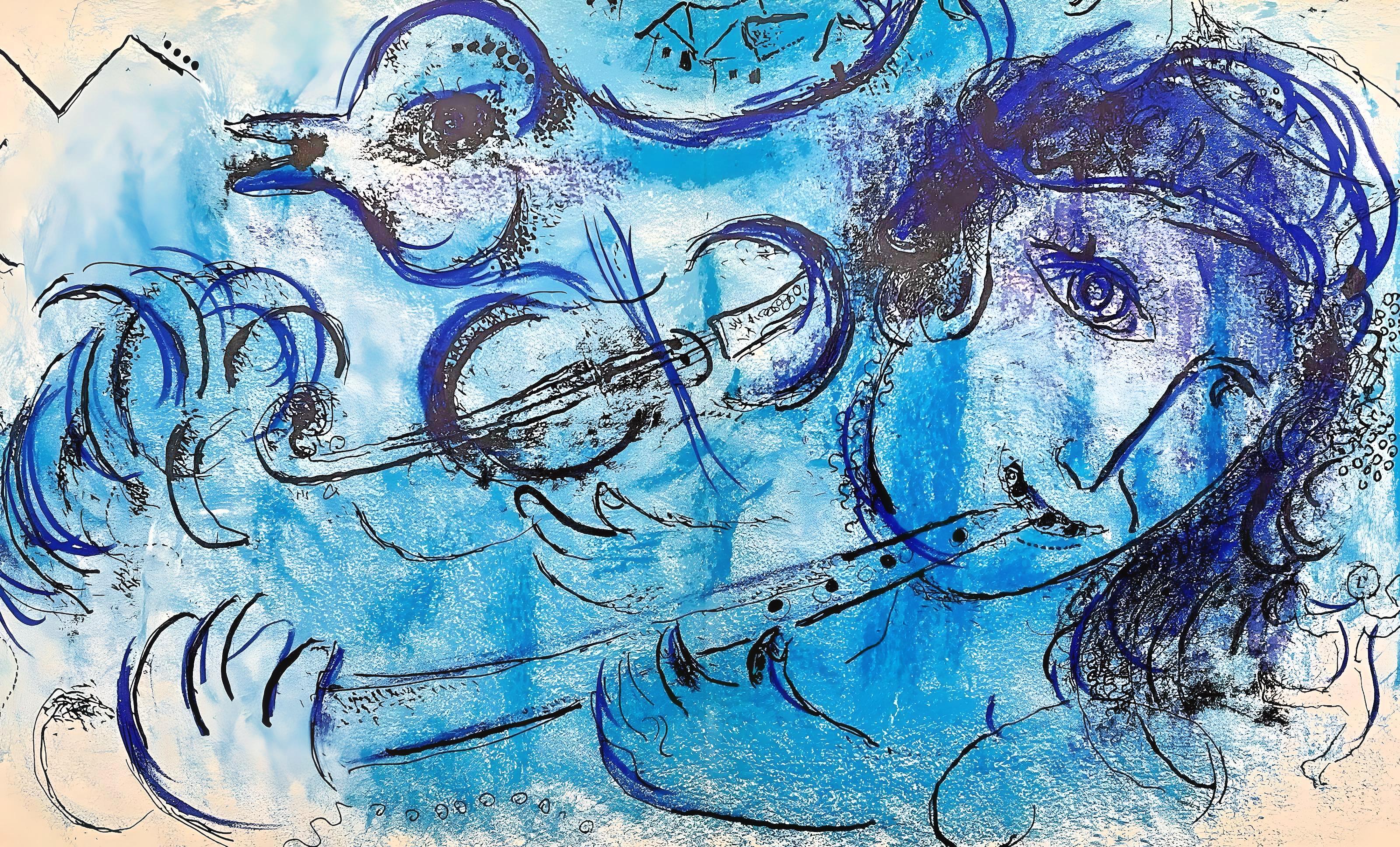 Marc Chagall Figurative Print - Chagall, The Flute Player (Mourlot 197; Cramer 34) (after)