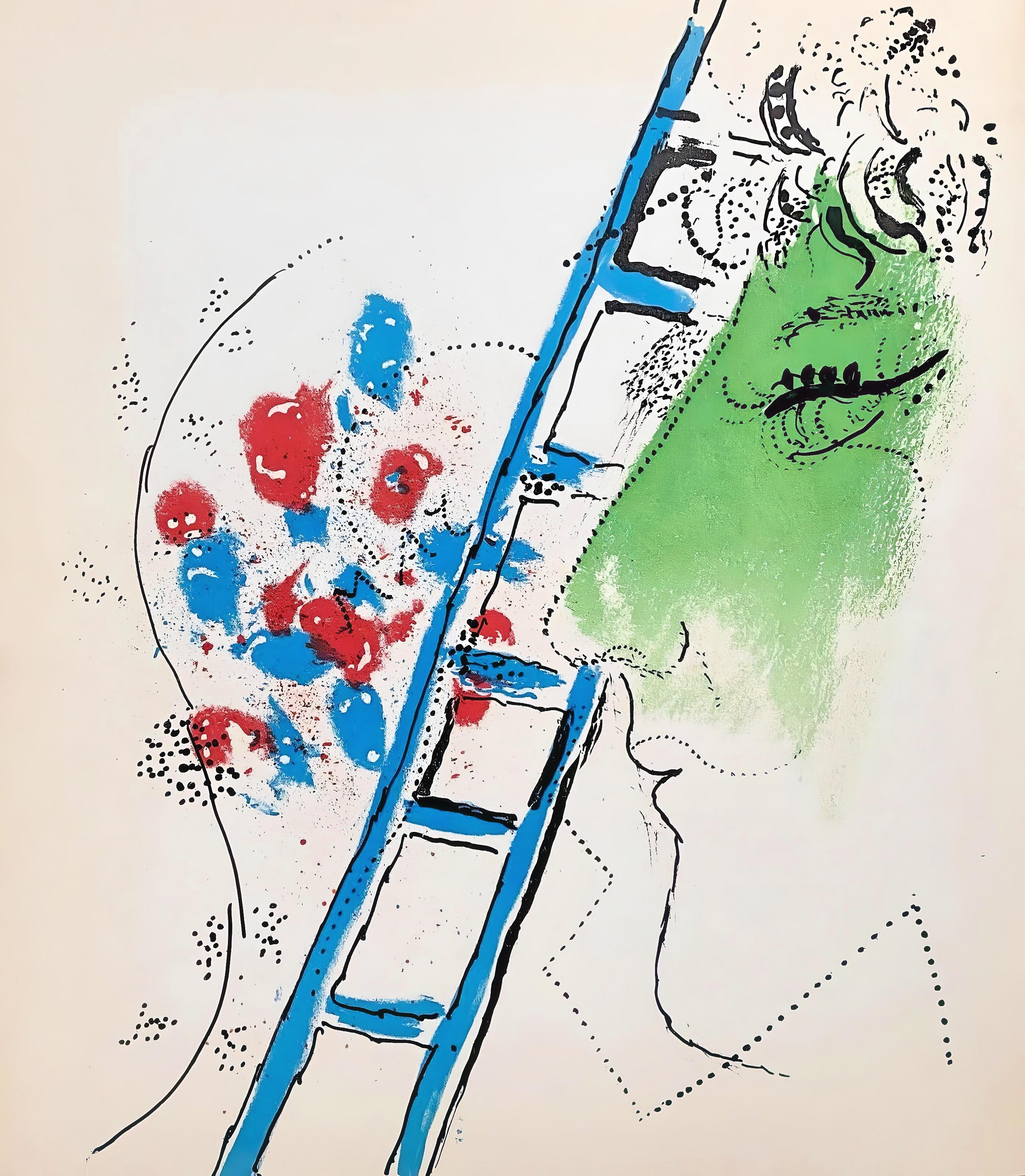 Marc Chagall Landscape Print – Chagall, Die Leiter (Mourlot 200; Cramer 34) (nach)