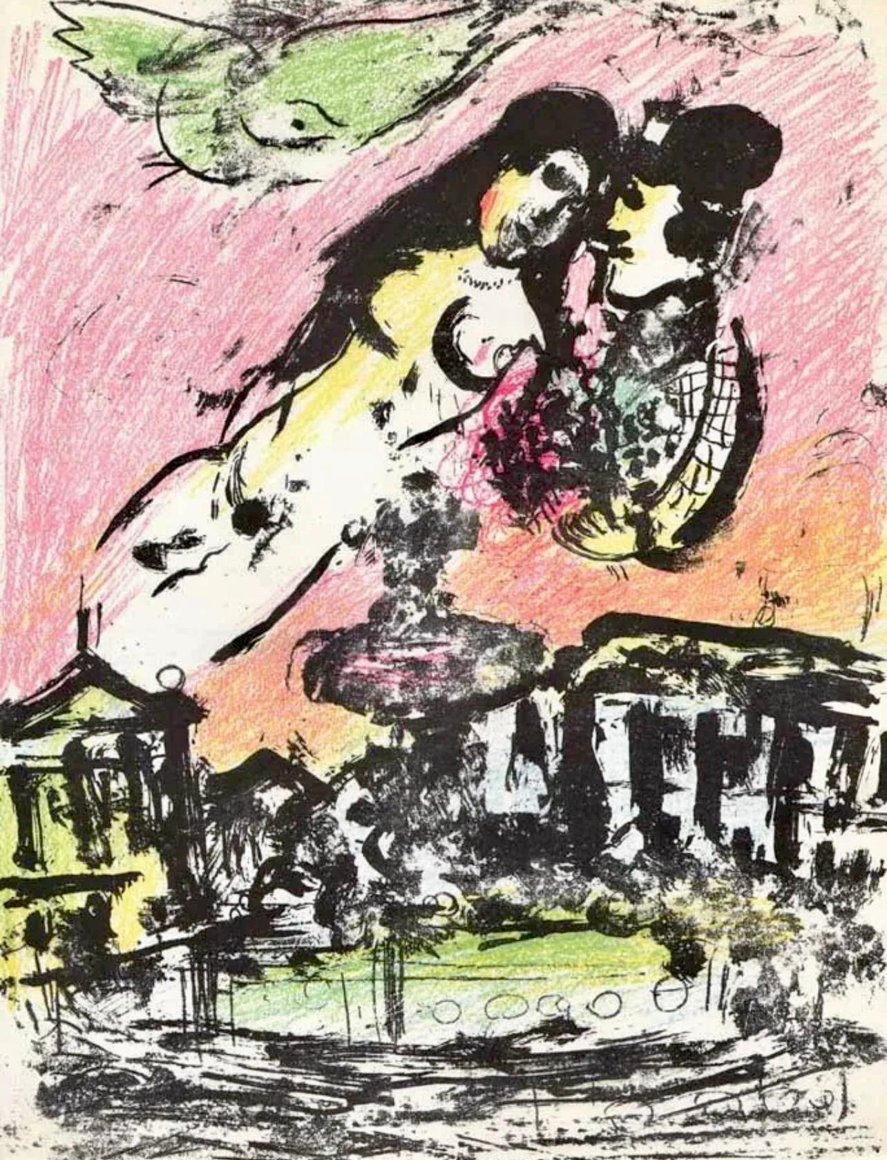 Marc Chagall Figurative Print – Chagall, The Lovers' Heaven (Mourlot 393; Cramer 56) (Nachdem)