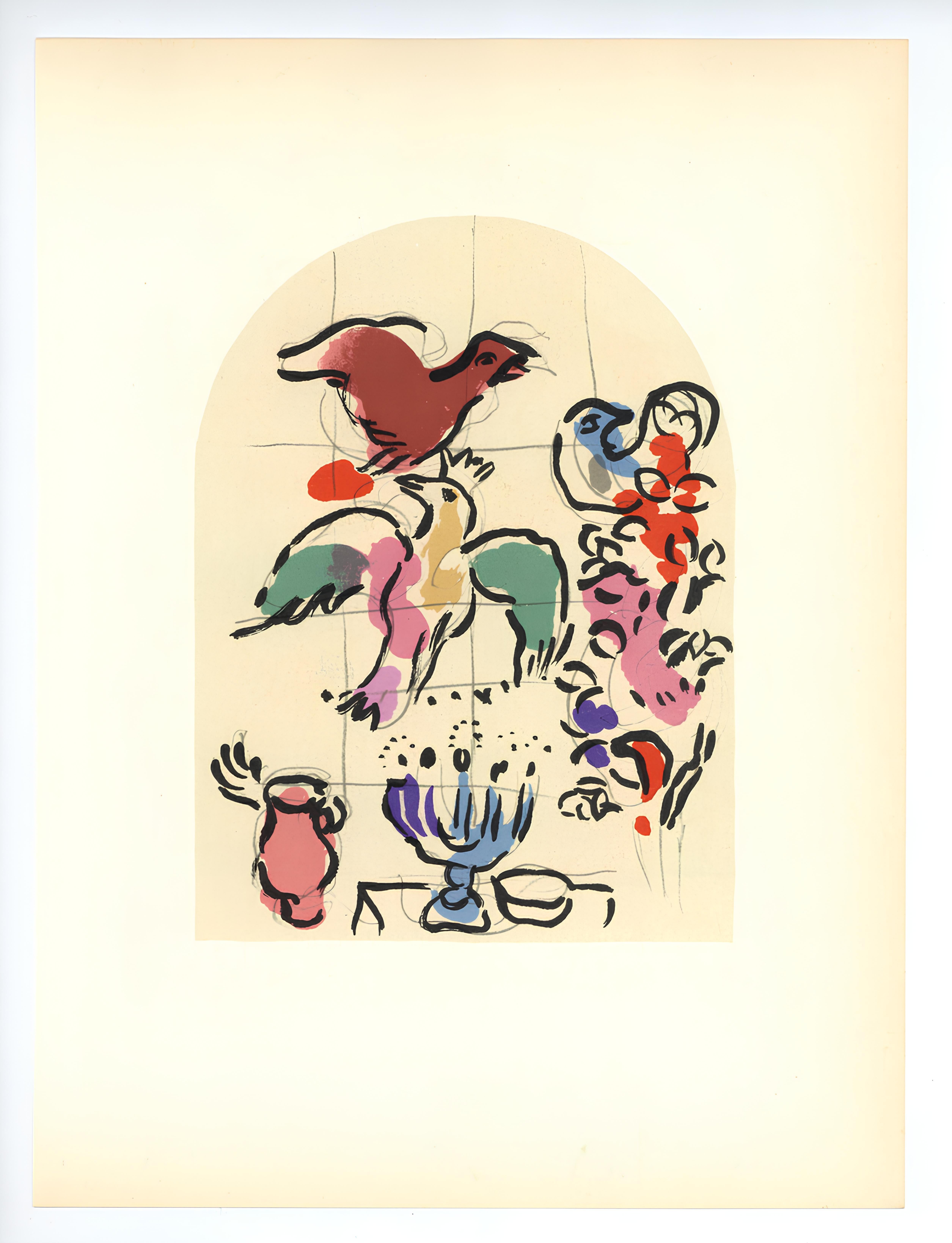 Lithograph on vélin paper. Inscription: Unsigned and unnumbered, as issued. Good condition, . Notes: From the album, Chagall, Vitraux pour Jérusalem. Published by Musée des Arts Décoratifs, Palais du Louvre, Paris; printed by Mourlot Frères. Paris,