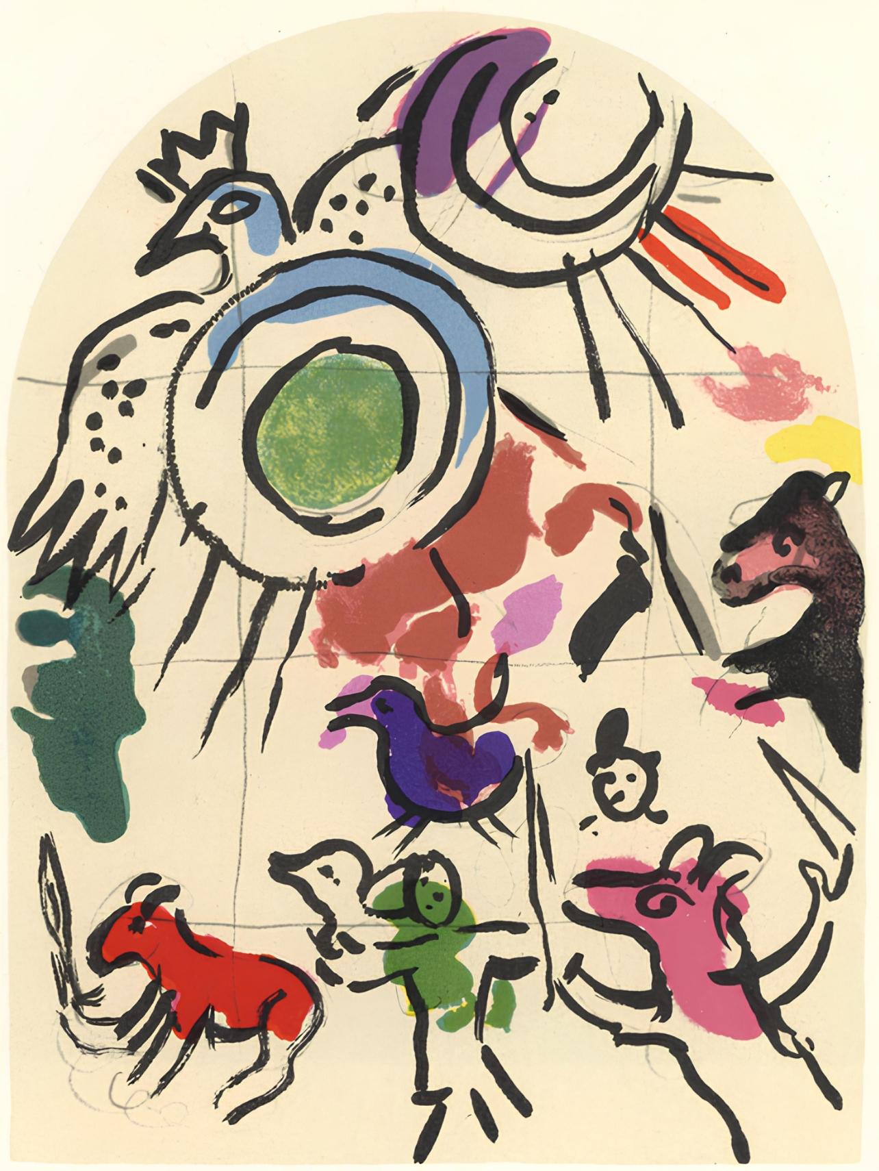 Marc Chagall Figurative Print - Chagall, Tribe of Gad, Vitraux pour Jérusalem (after)