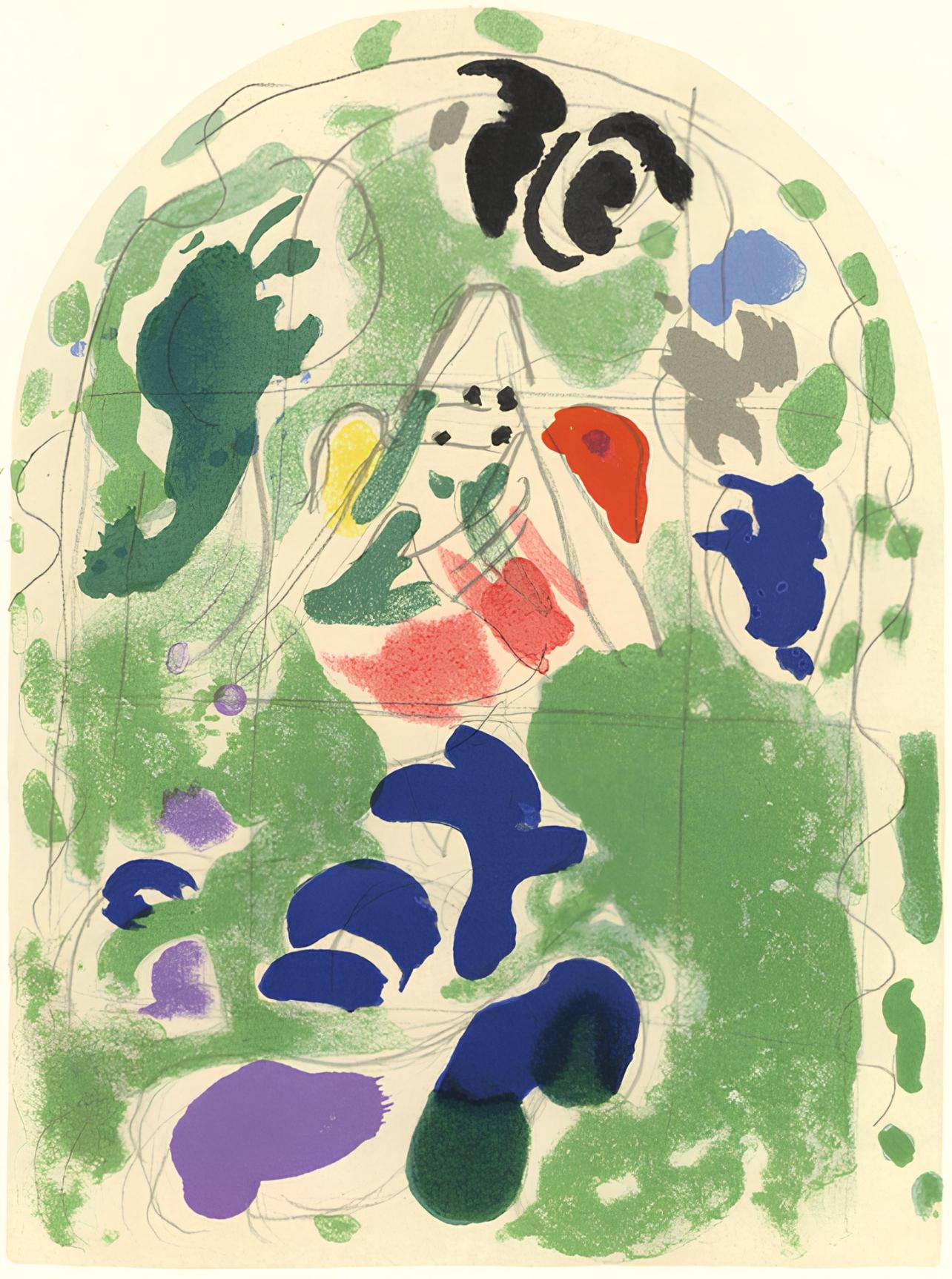 Marc Chagall Figurative Print - Chagall, Tribe of Issachar, Vitraux pour Jérusalem (after)