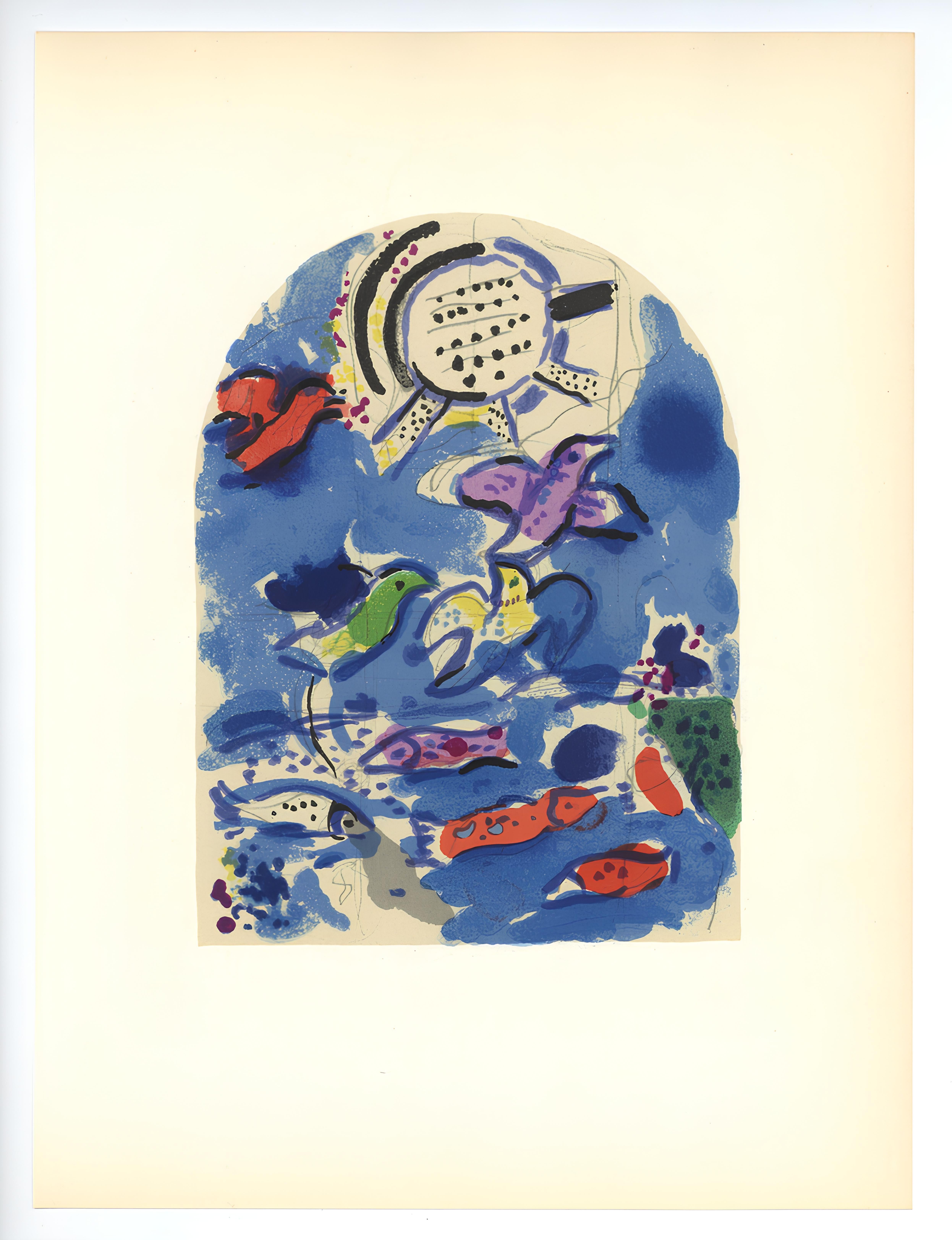 Lithograph on vélin paper. Inscription: Unsigned and unnumbered, as issued. Good condition, . Notes: From the album, Chagall, Vitraux pour Jérusalem. Published by Musée des Arts Décoratifs, Palais du Louvre, Paris; printed by Mourlot Frères. Paris,