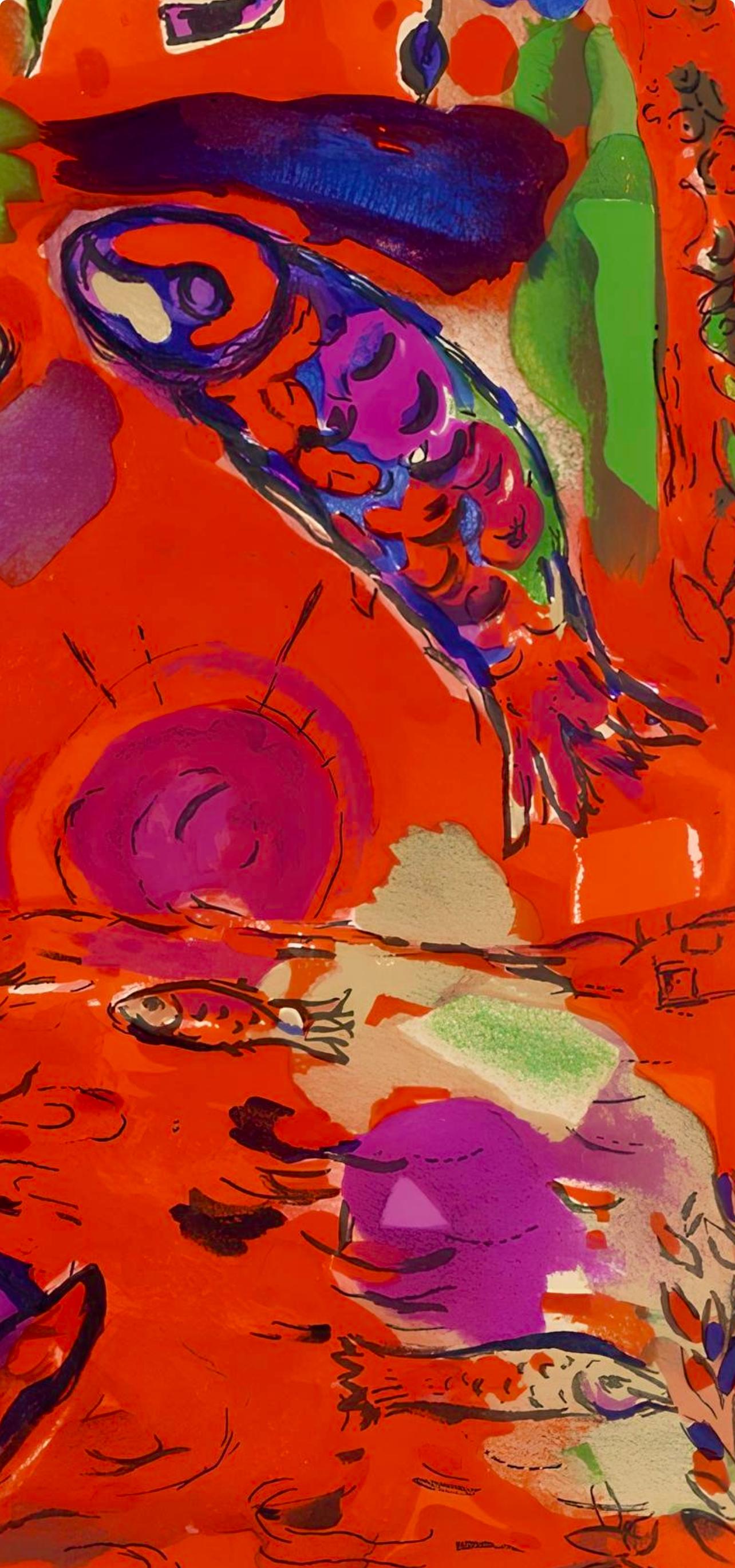 Chagall, Tribe of Zebulun, Vitraux pour Jérusalem (after) - Red Figurative Print by Marc Chagall