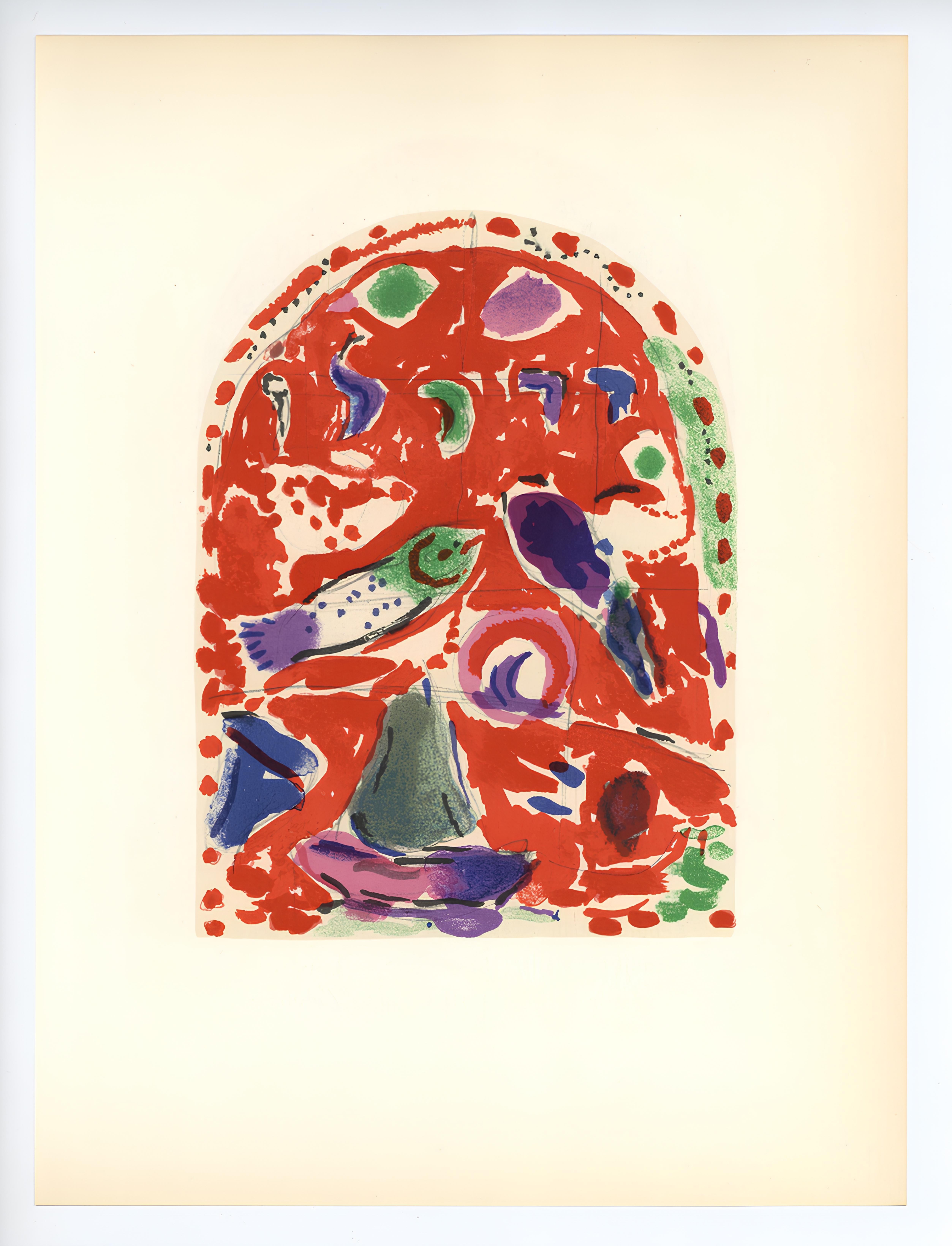 Lithograph on vélin paper. Inscription: Unsigned and unnumbered, as issued. Good condition, . Notes: From the album, Chagall, Vitraux pour Jérusalem. Published by Musée des Arts Décoratifs, Palais du Louvre, Paris; printed by Mourlot Frères. Paris,