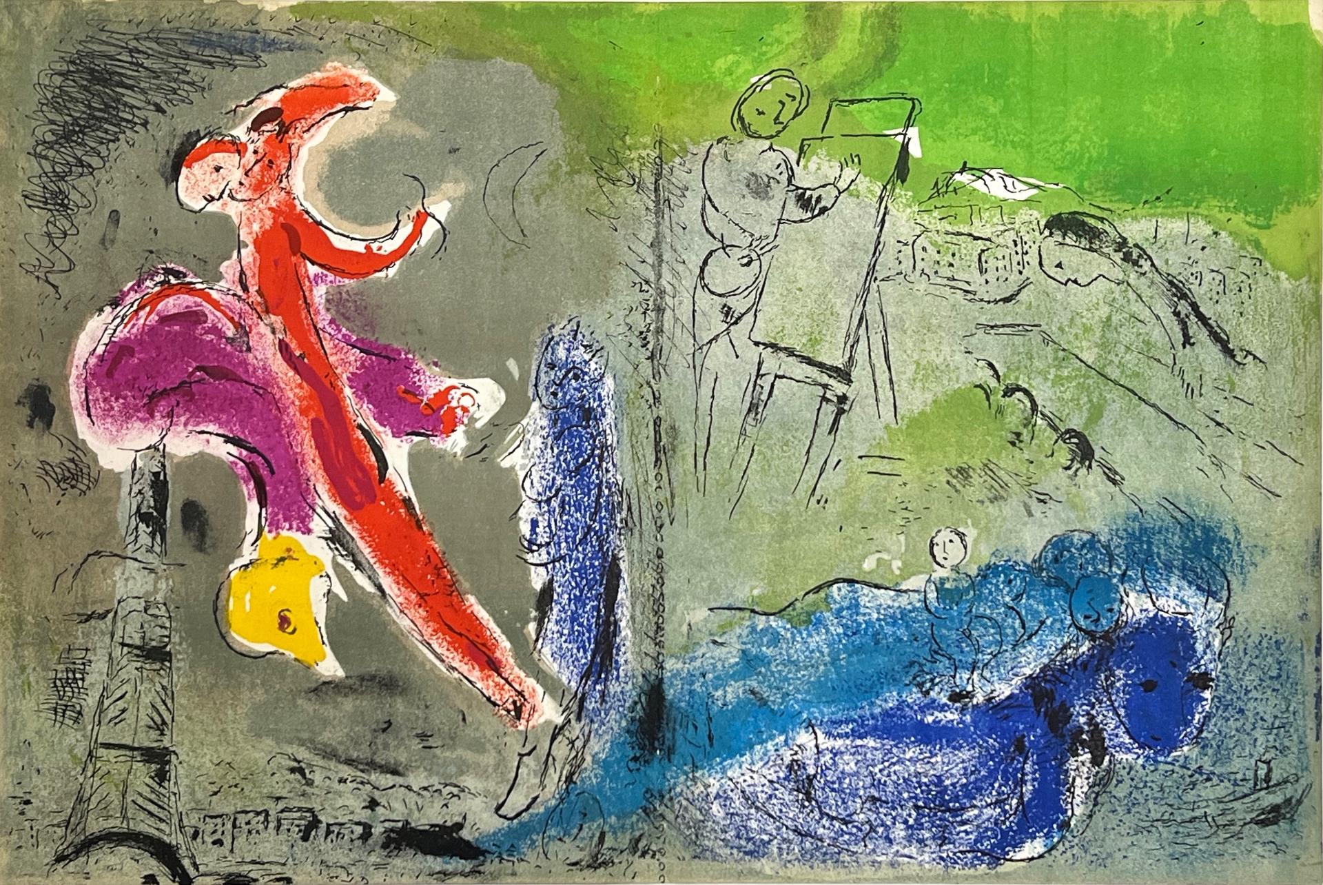 Marc Chagall Abstract Print - Chagall, Vision de Paris (Cramer 23; Mourlot 80-87) Verve: Revue (after)