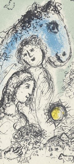 Marc Chagall, Cheval bleu avec couple, tiré de Derriere le Miroir, 1982