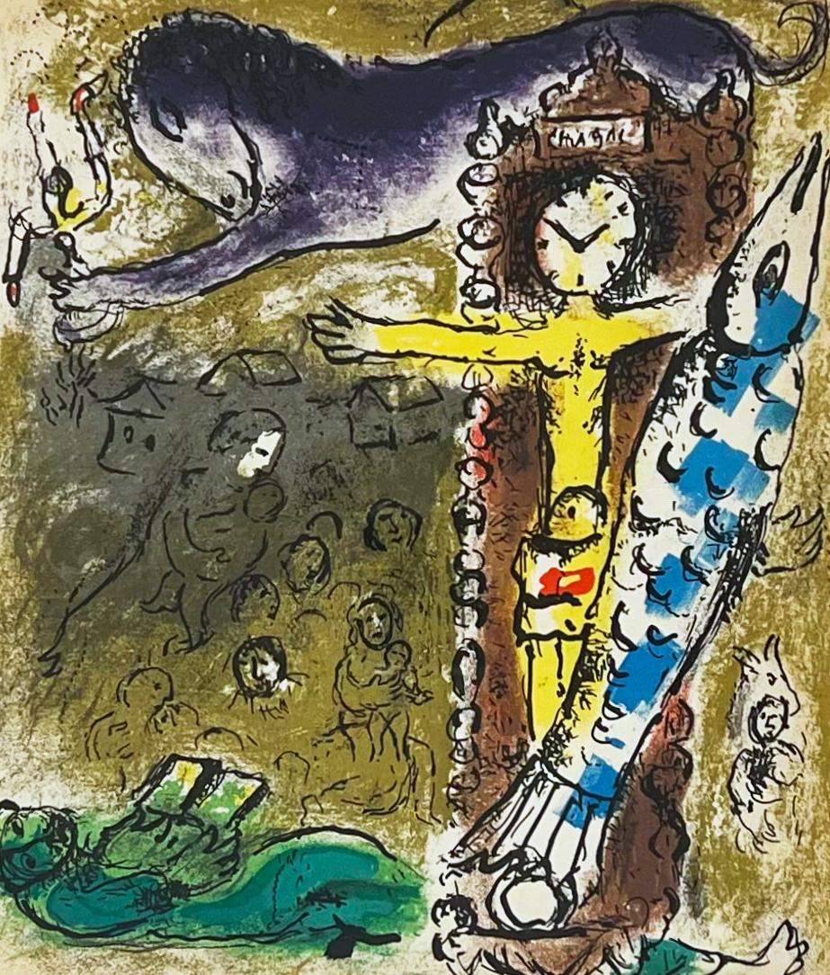 Marc Chagall Figurative Print – Christ in the Clock, von Chagall – Jacques Lassaigne