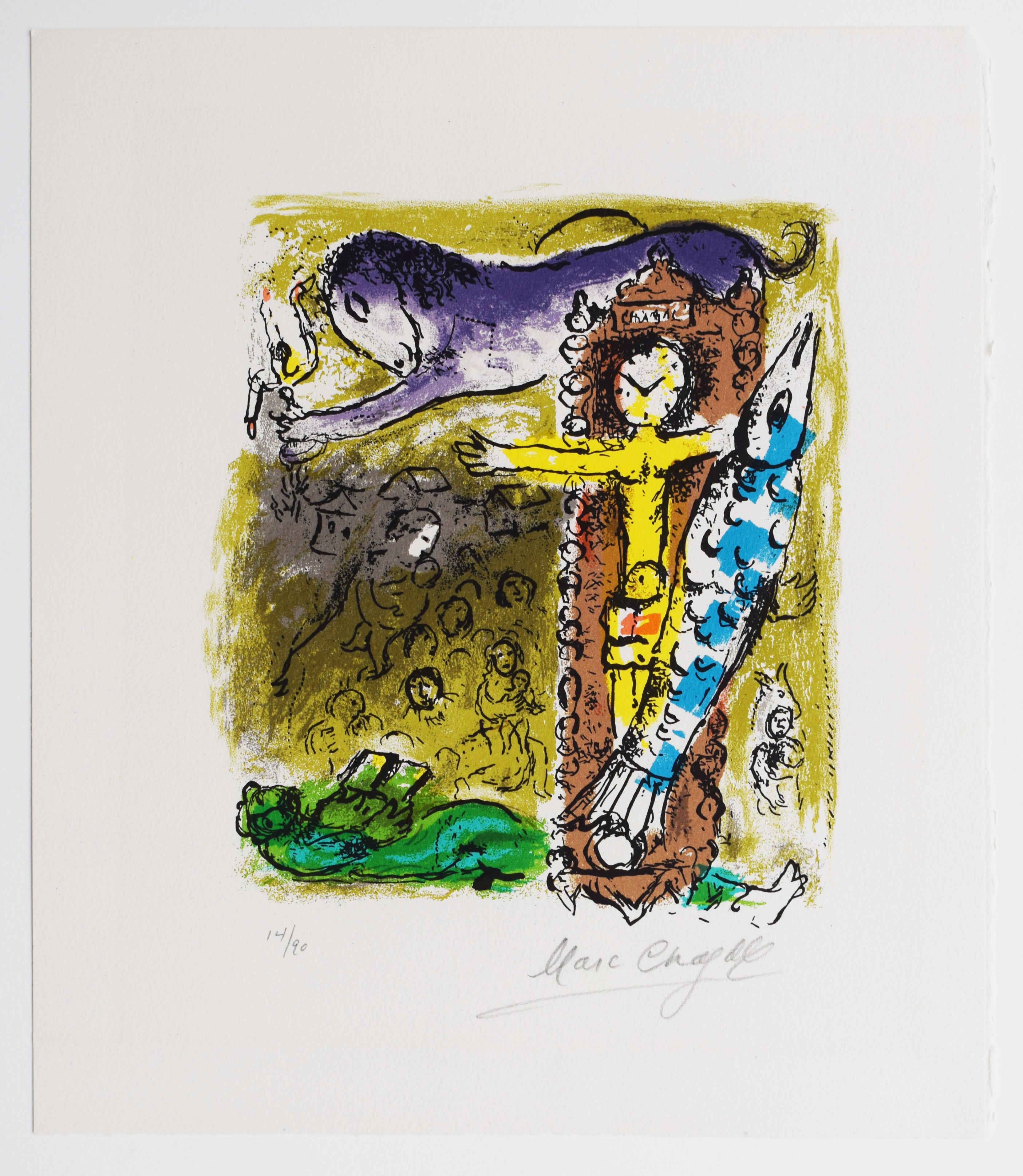 Cristo nell'orologio, da: Chagall: Jacques Lassaigne - Russo Francese - Print di Marc Chagall
