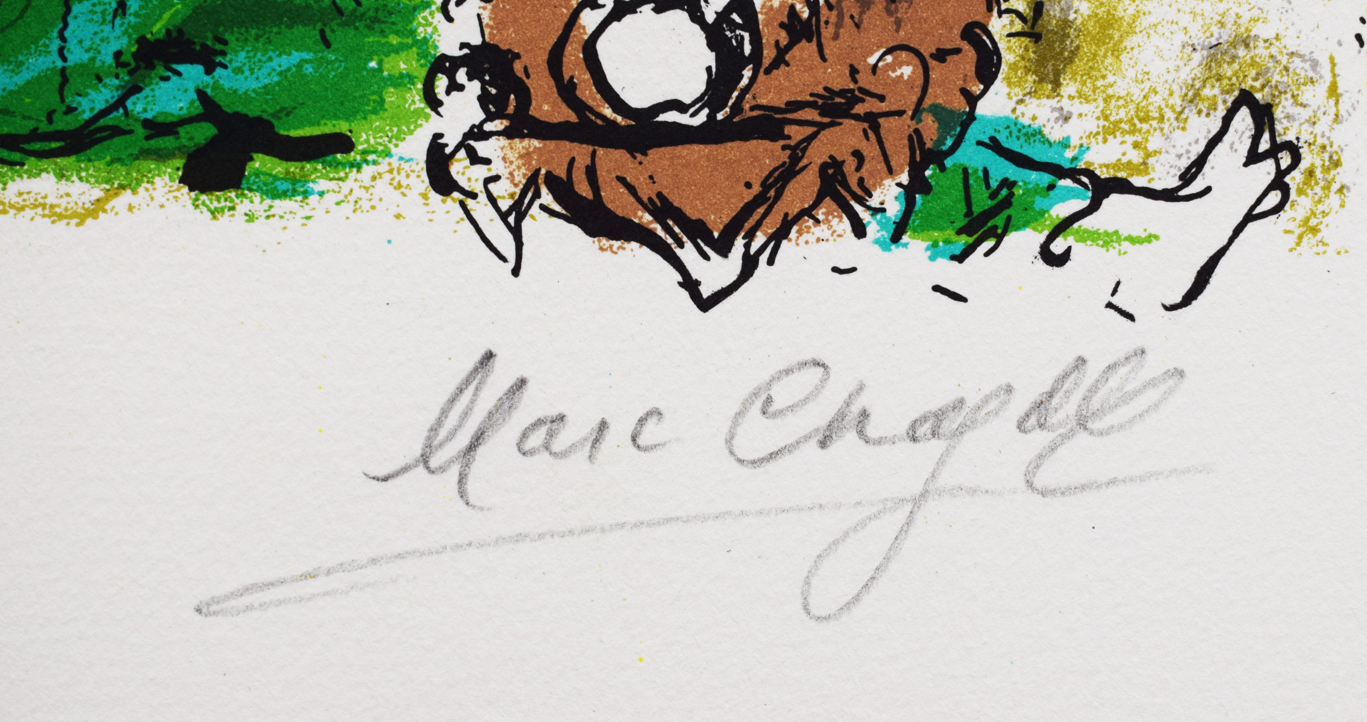 Cristo nell'orologio, da: Chagall: Jacques Lassaigne - Russo Francese - Figurative Print Beige di Marc Chagall