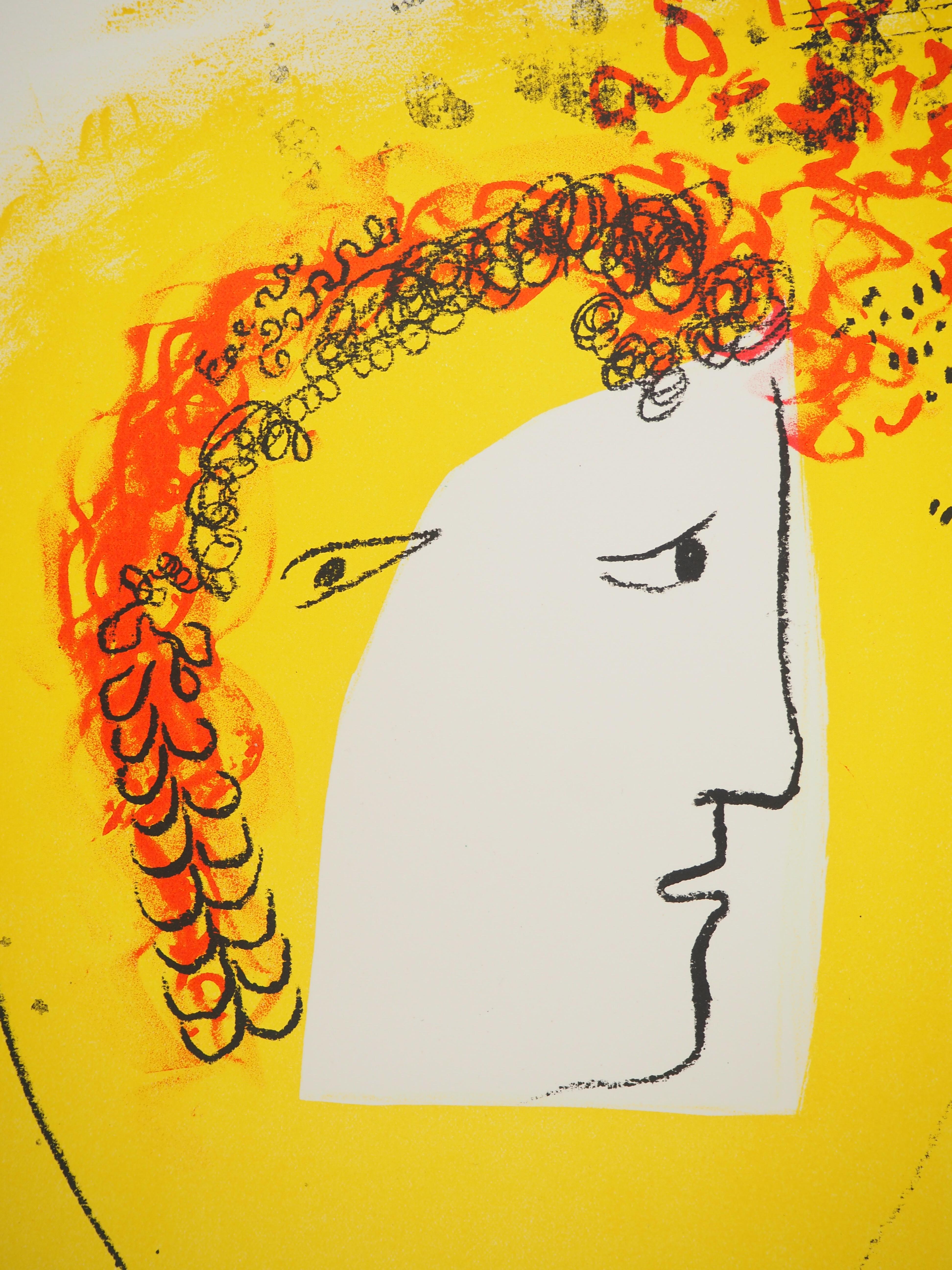 Circus : Acrobat on Yellow Backgroung - Original Lithograph (Mourlot #602) For Sale 1