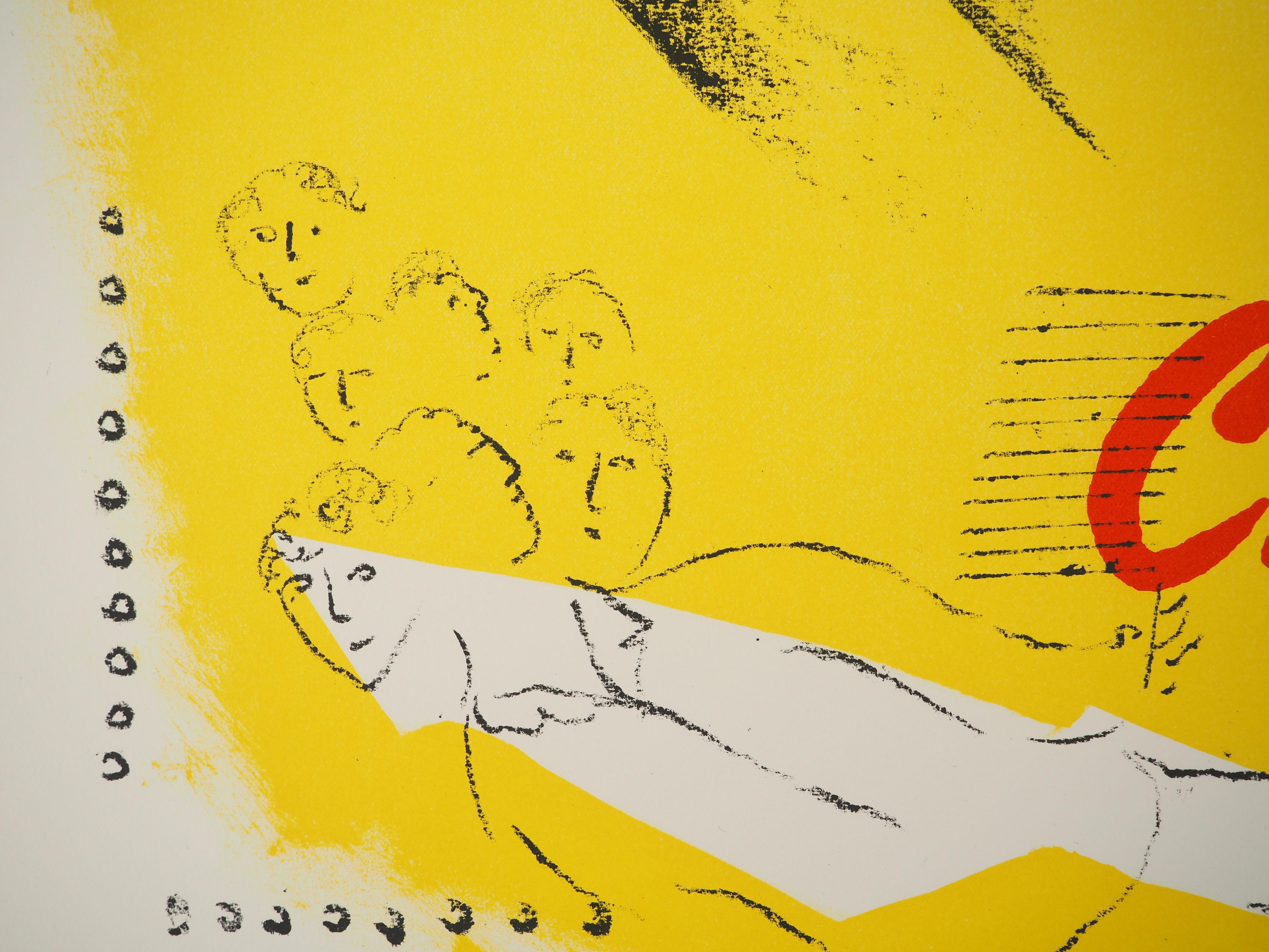 Circus : Acrobat on Yellow Backgroung - Original Lithograph (Mourlot #602) For Sale 3