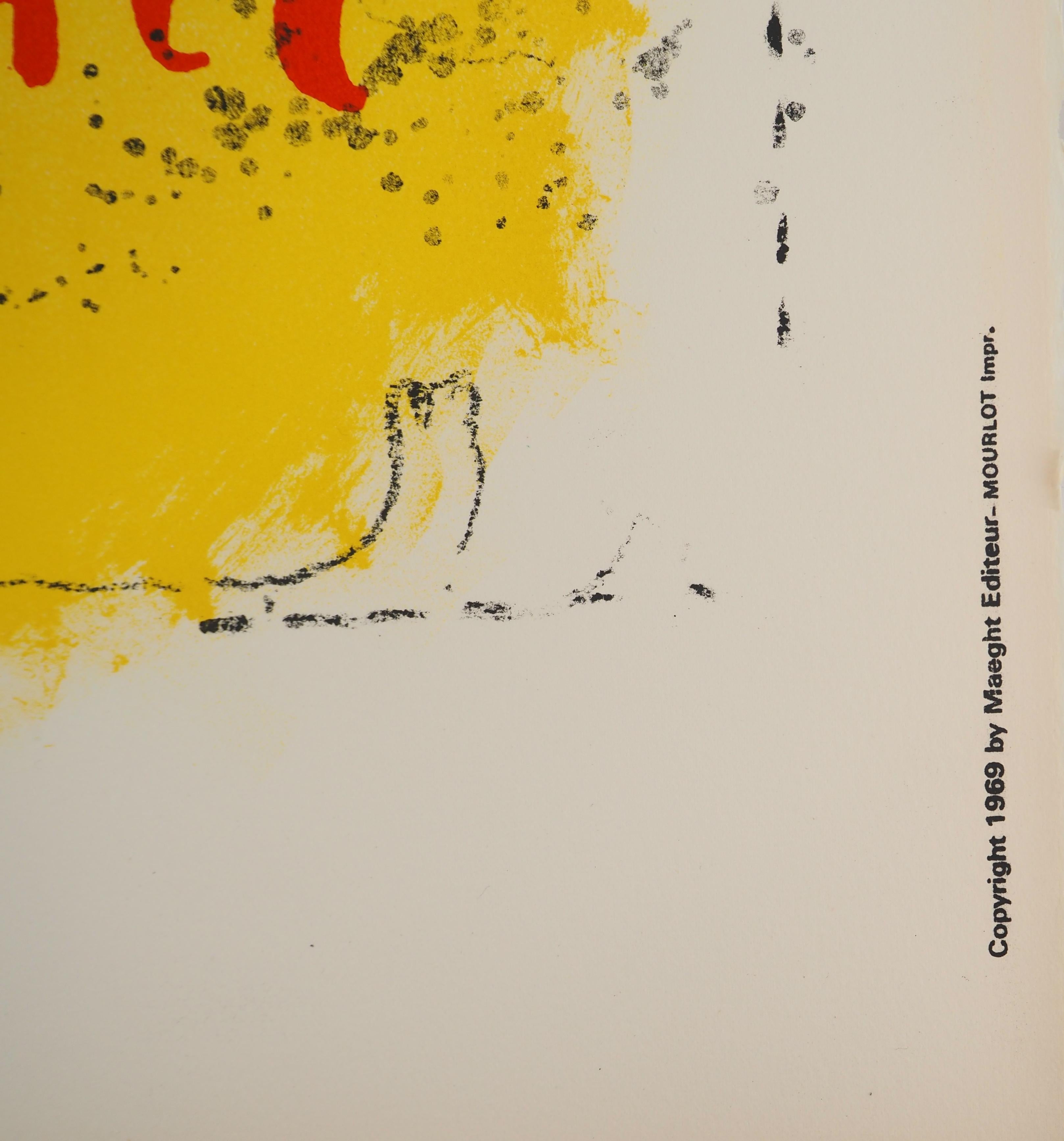 Circus : Acrobat on Yellow Backgroung - Original Lithograph (Mourlot #602) For Sale 4