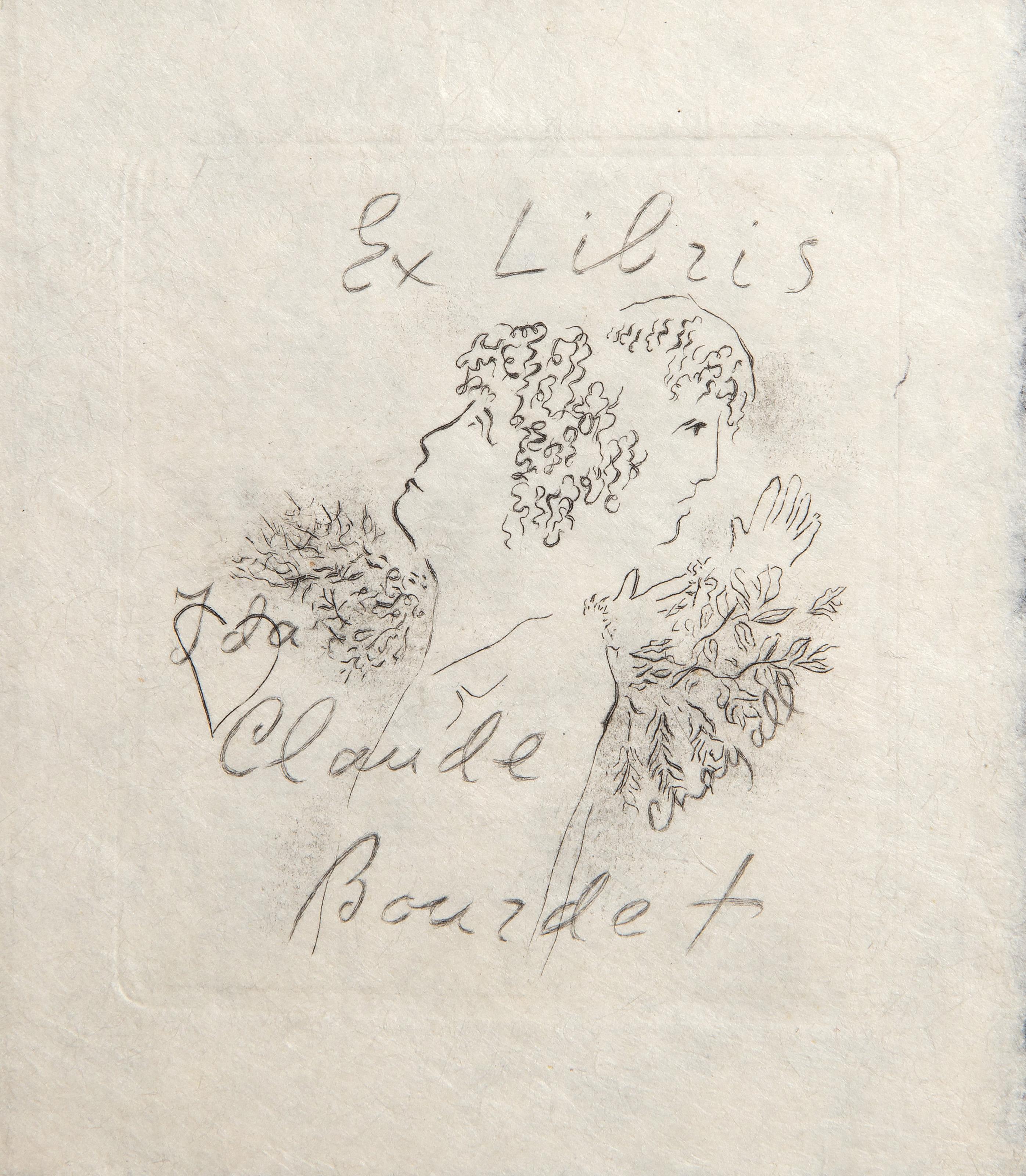  Marc Chagall, Russian (1887 - 1985) - Claude Bourdet, Medium: Etching on Japon, Image Size: 3.25 x 3 inches, Size: 4.75 x 4 in. (12.07 x 10.16 cm), Provenance: From the collection of the late Larry Saphire.