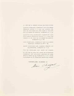 Colophon for Les Fables de La Fontaine - Etching by Marc Chagall - 1952