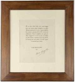 Colophon for "The Bible", with Chagall's Signature by Marc Chagall - 1956