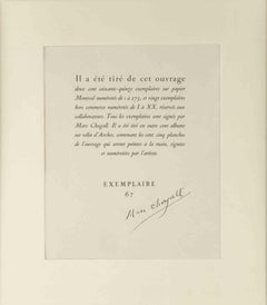 Colophon for "The Bible", with Chagall's Signature by Marc Chagall - 1956