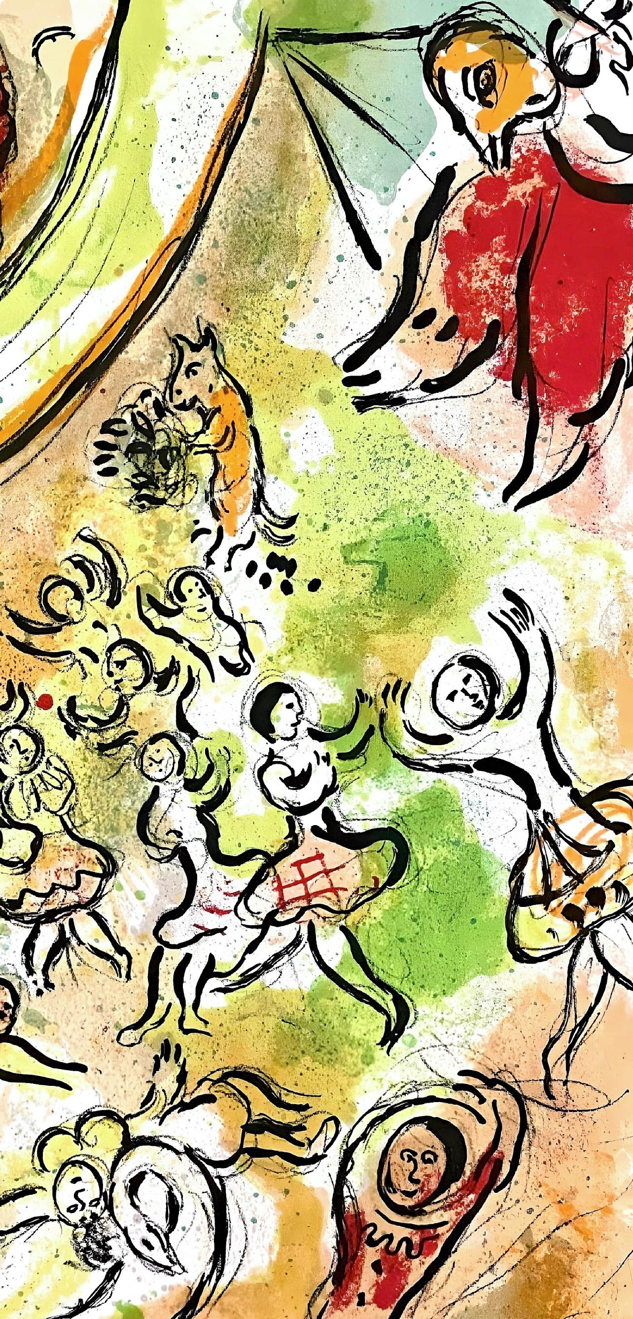 Litografía sobre papel vélin. Tamaño del papel: 13 x 9,5 pulgadas. Inscripción: Sin firmar y sin numerar, tal como se emitió. Referencias del catálogo razonado: Cain, Julien, y Fernand Mourlot. Litografía Chagall III, 1962-1968. André Sauret,