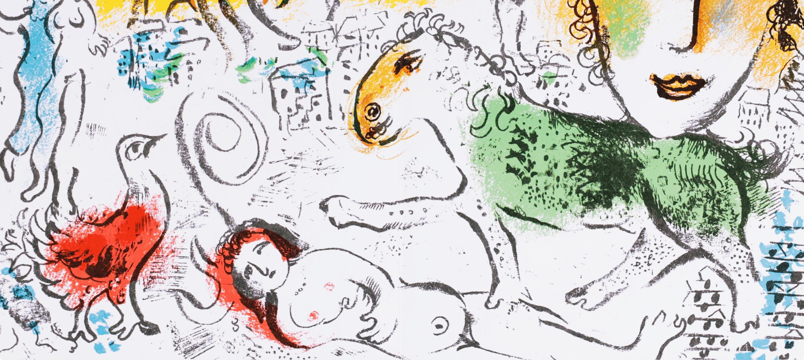 Composition (Cramer 93; Mourlot 699), Société internationale d'art XXe siècle - Beige Landscape Print by Marc Chagall