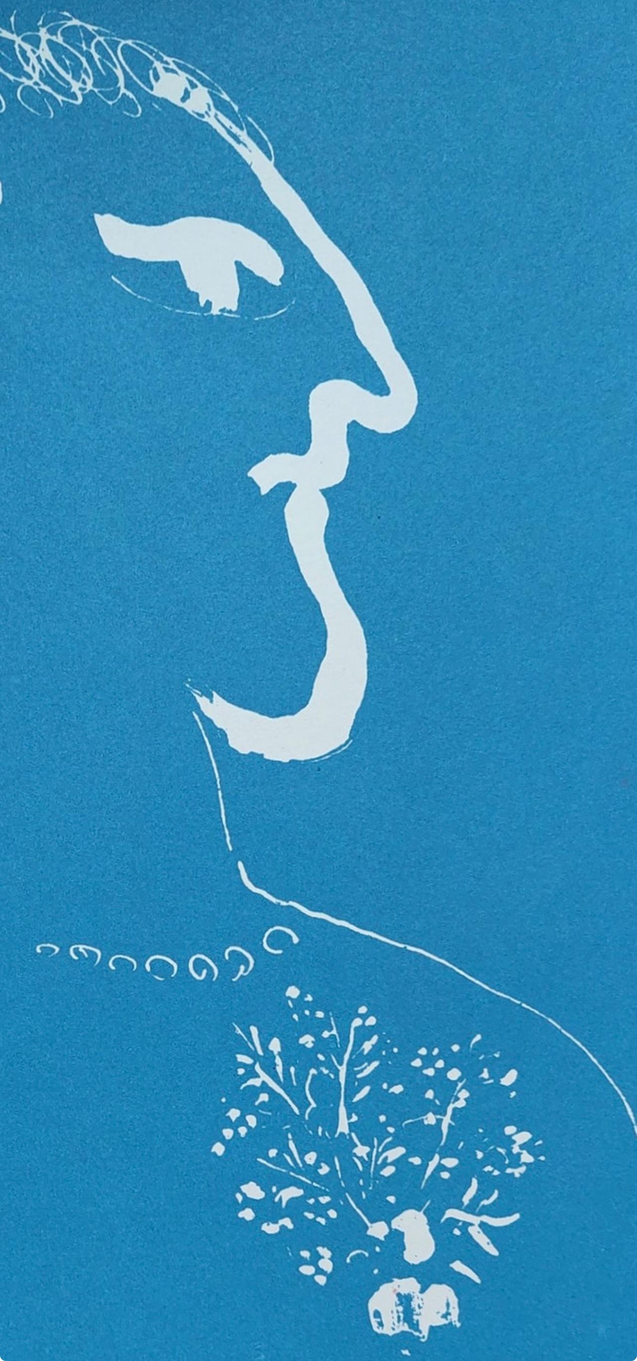 Composizione (Cramer 94; Mourlot 729), Le litografie di Chagall - Figurative Print Blu di Marc Chagall