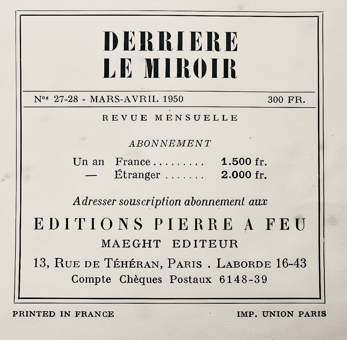 Zusammensetzung, Derrière le miroir im Angebot 1