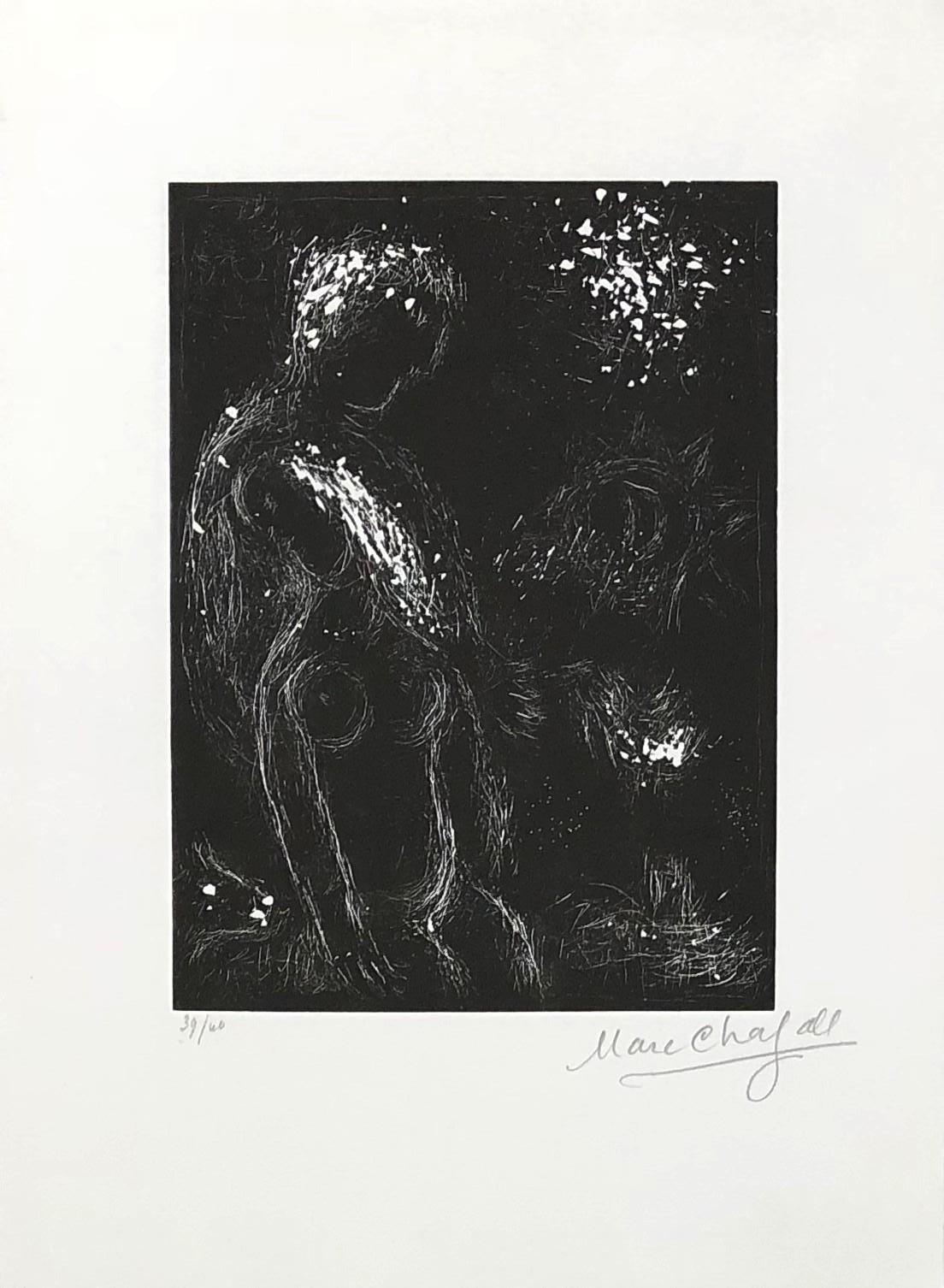 Marc Chagall Figurative Print - Composition - Original Linocut Handsigned - 40 copies