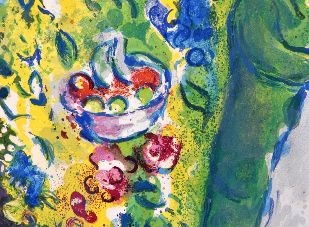 Couple dans Mimosa (Ehepaar in Mimosen), aus Nizza und der Cte d''Azur (Grau), Figurative Print, von Marc Chagall