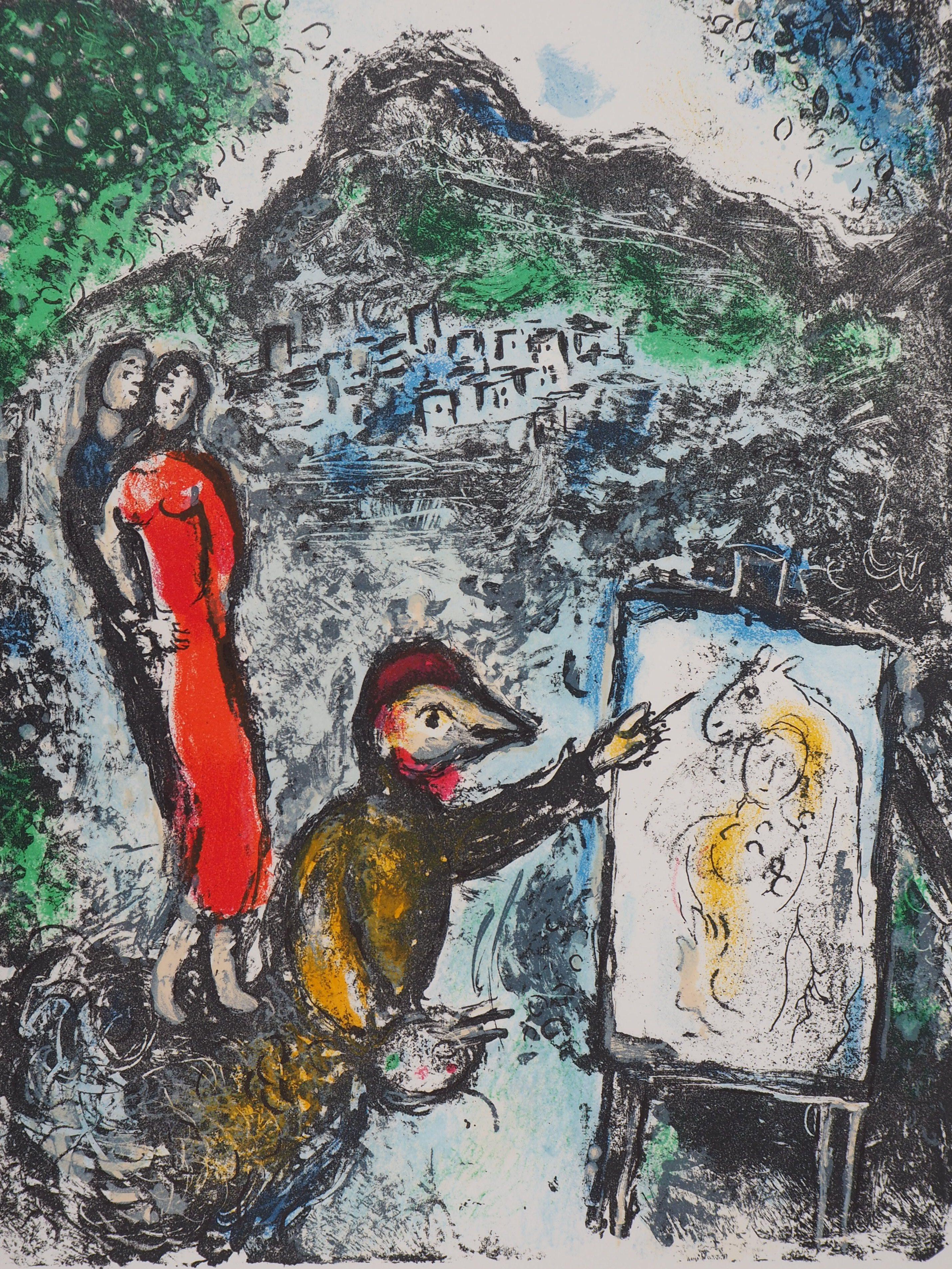 Couple Near Vence - Original stone lithograph (Mourlot #646) - 1972 - Print by Marc Chagall