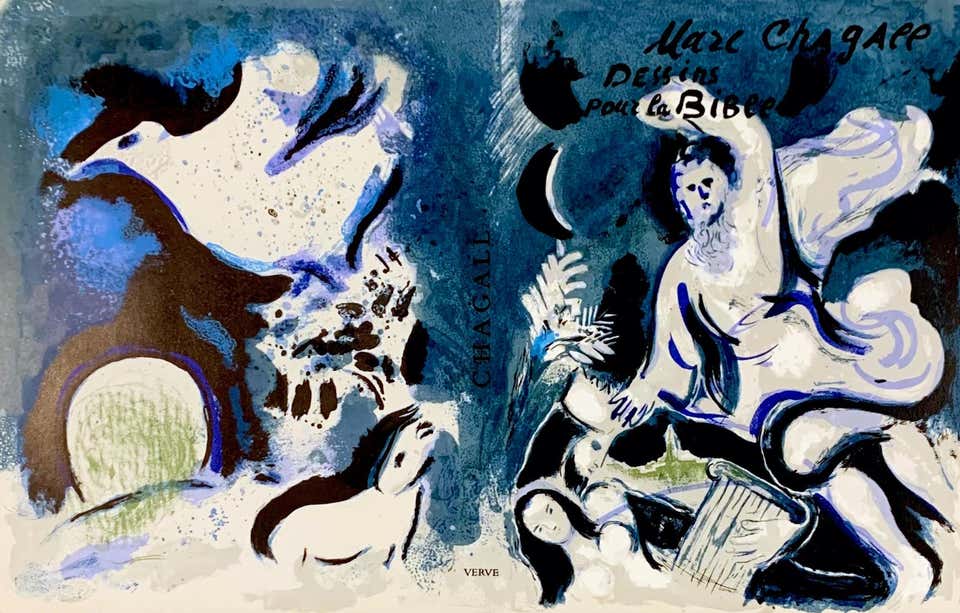 Marc Chagall - Couple Against Black Background - Original lithograph ...
