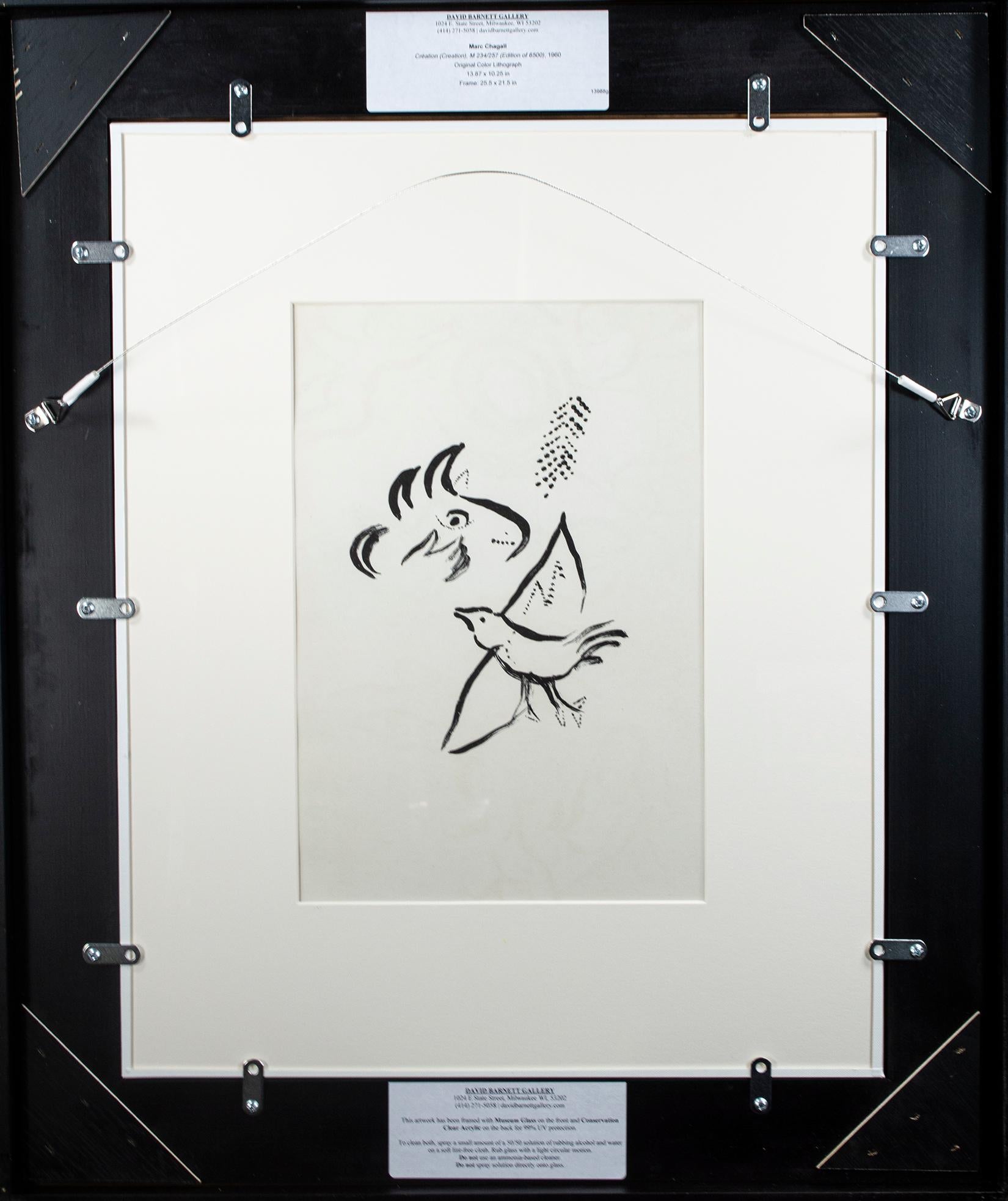 „Cration (Kreation):: M 234/257“:: Original farbige Lithographie von Marc Chagall 3