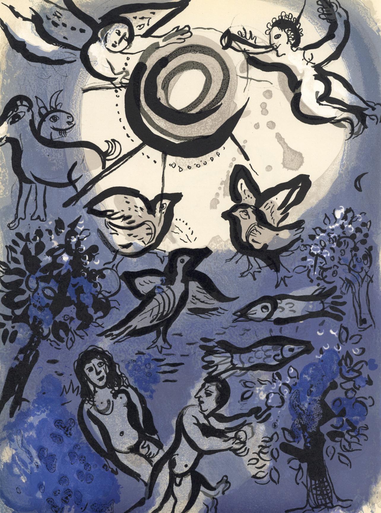 Marc Chagall Figurative Print – Création (Mourlot 230-77; Cramer 42)