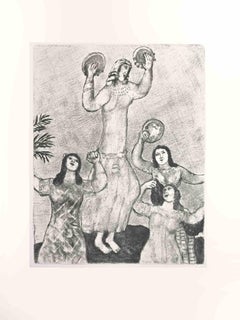 Dance of Miriam, Sister of Moses – Radierung von Marc Chagall – 1956