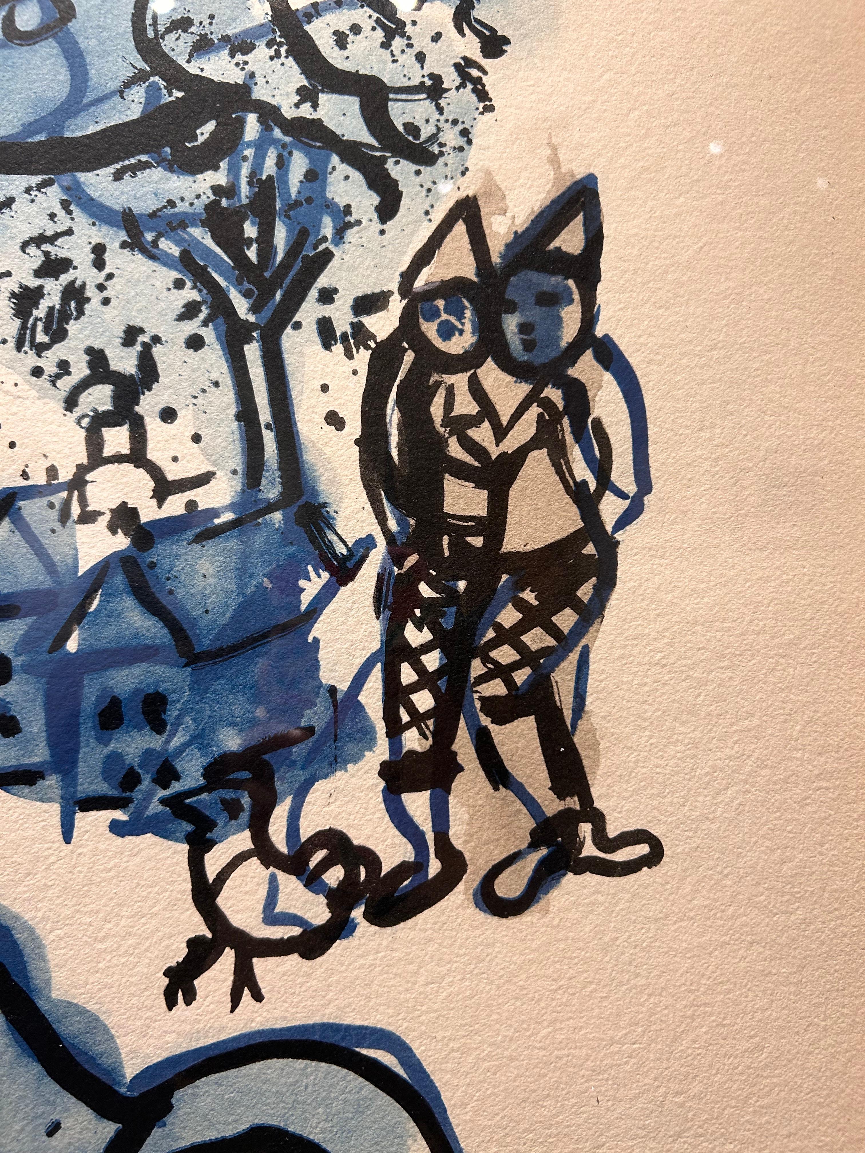 Dans Le Village - White Nude Print by Marc Chagall