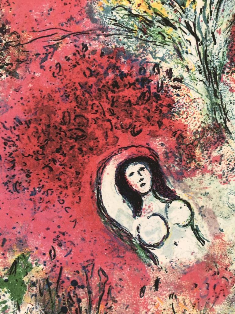 Daphné et Chloé - Beige Landscape Print by Marc Chagall