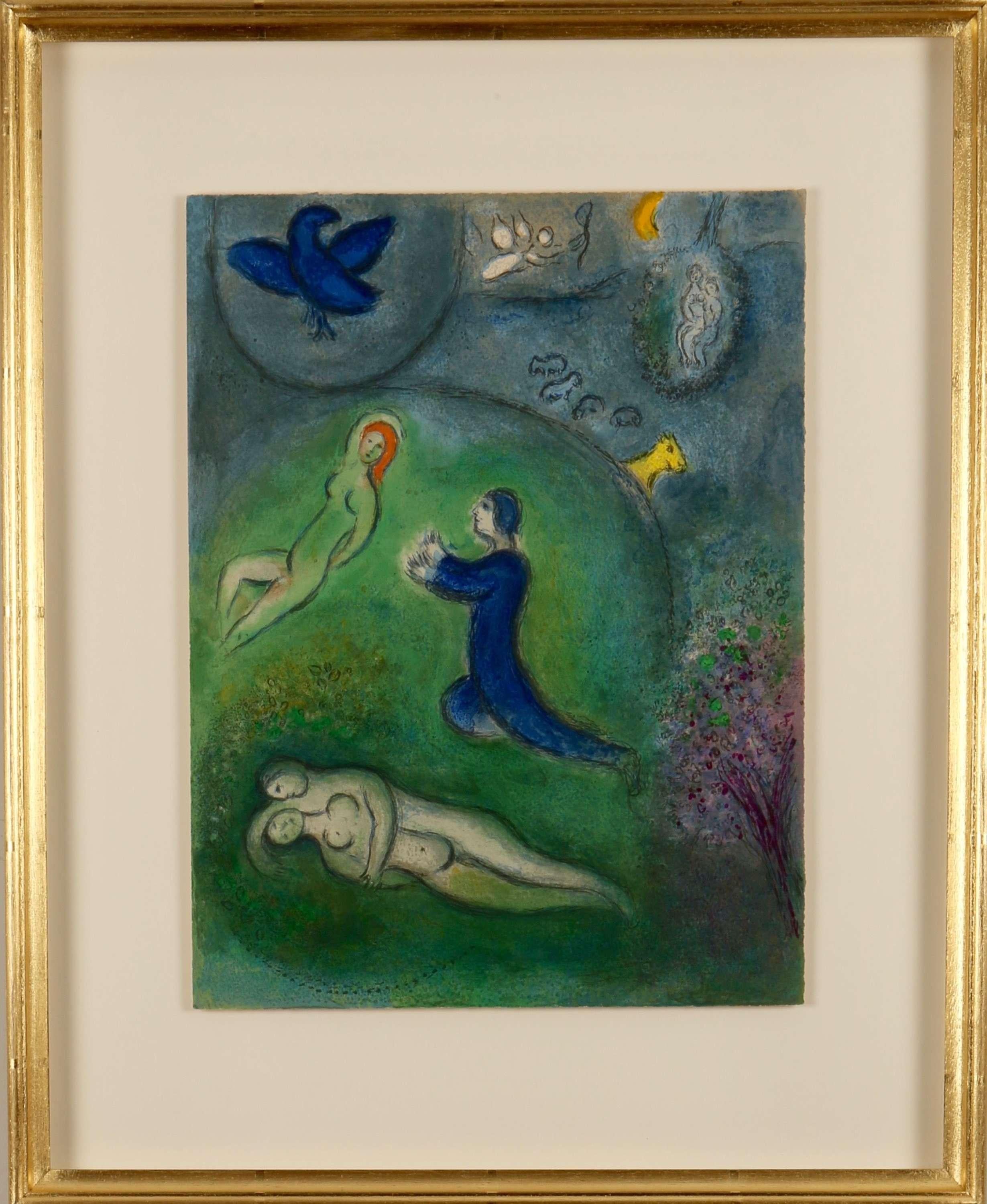 Marc Chagall Figurative Print - 'Daphnis and Chloé'. Original colour lithograph.