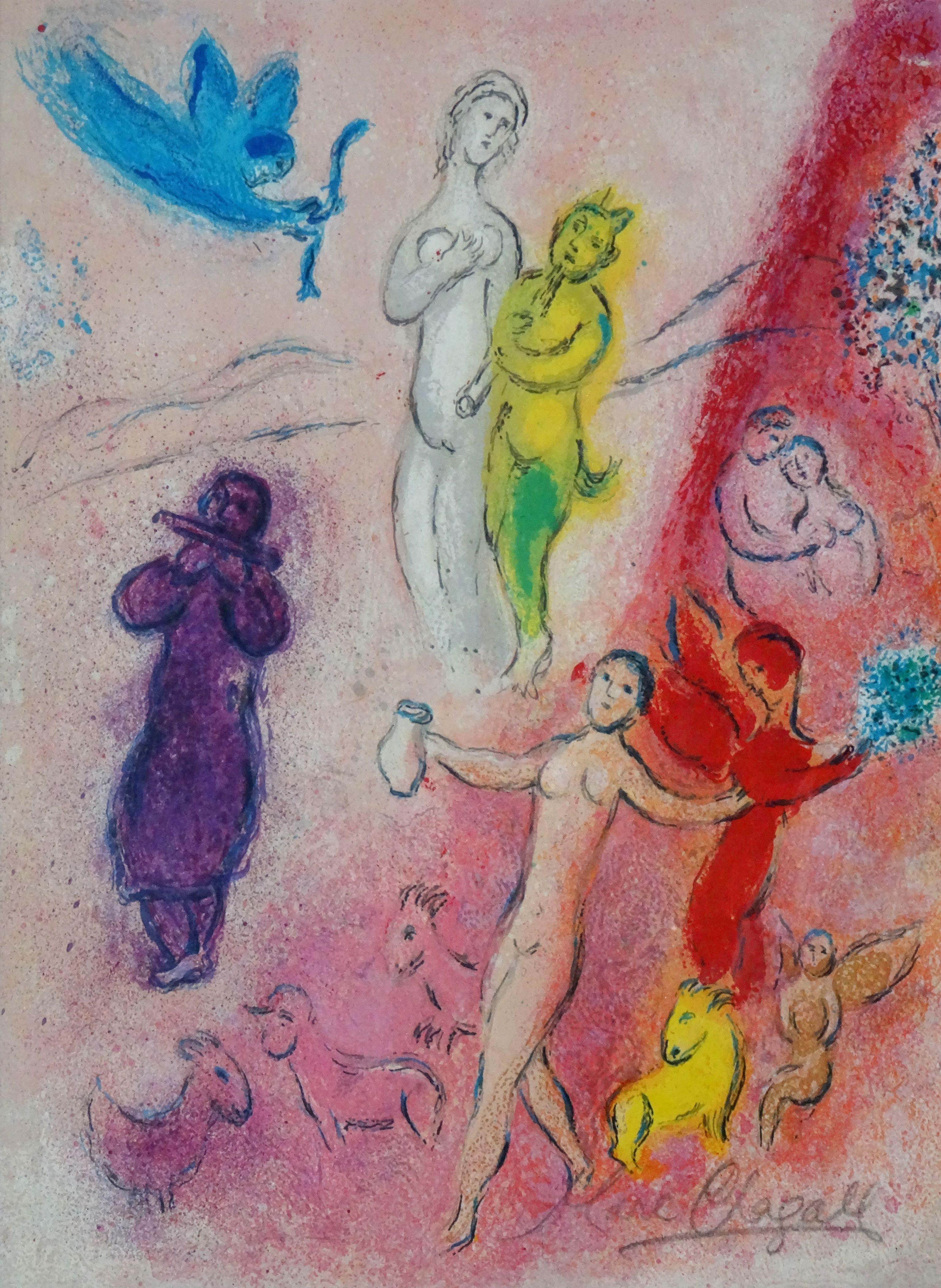 Marc Chagall Figurative Print - Daphnis and Chloe Suite. 1977, lithography, 33x25 cm 