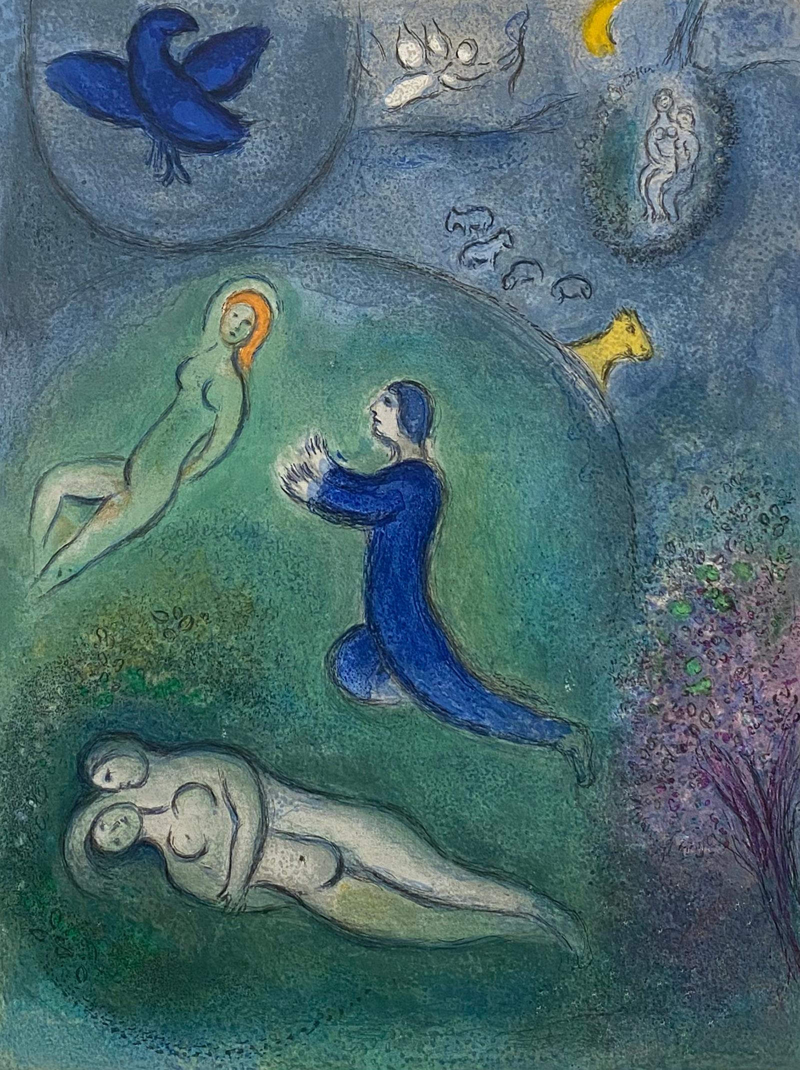 Marc Chagall Landscape Print - Daphnis and Lycenion, from Daphnis and Chloe