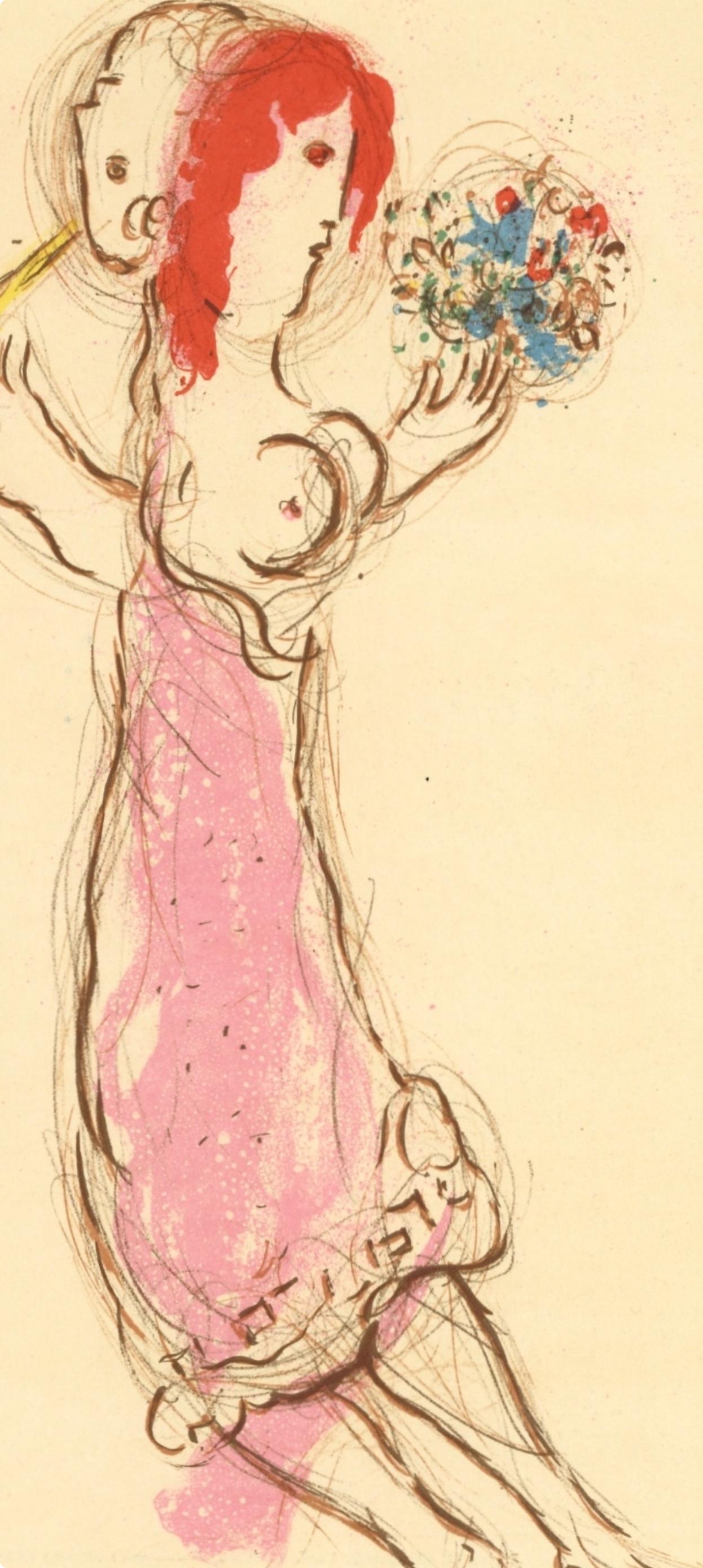 Daphnis et Chloé (Mourlot 227), Société internationale d'art XXe siècle - Orange Landscape Print by Marc Chagall