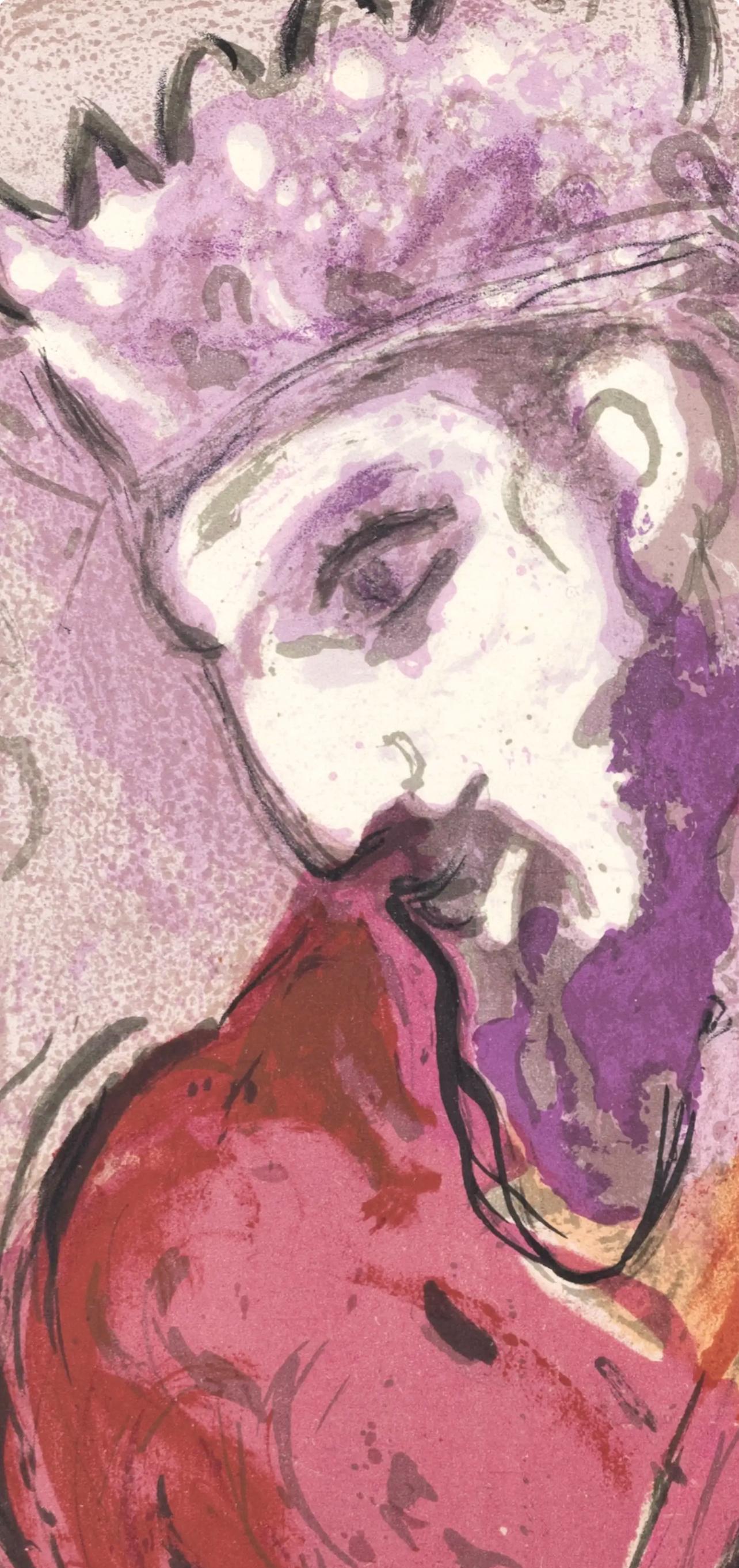 David à la harpe (Mourlot 117-46; Cramer 25), Dessins Pour La Bible - Print by Marc Chagall