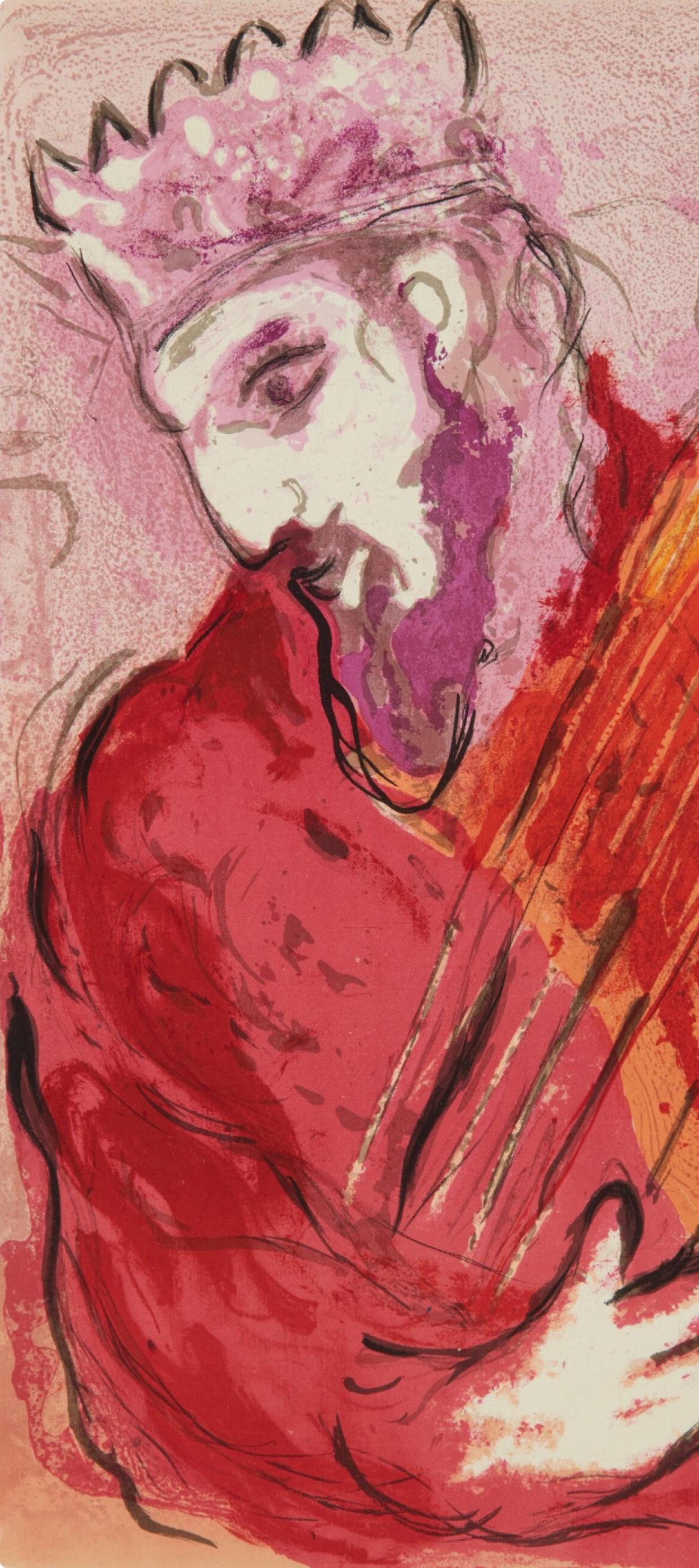 David à la harpe (Mourlot 117-46; Cramer 25) - Print by Marc Chagall