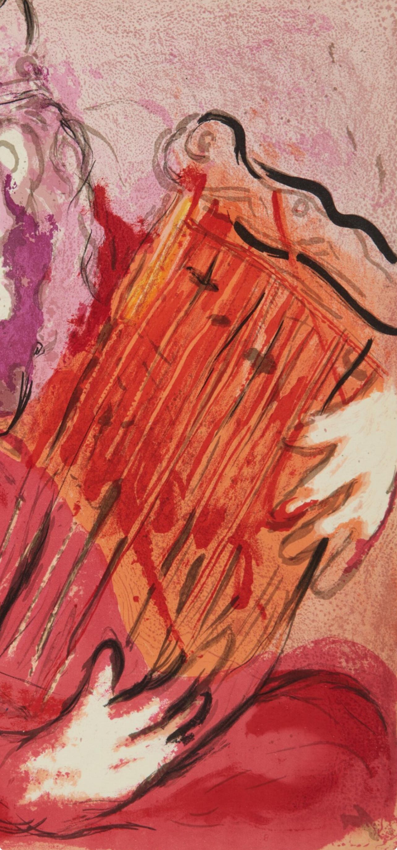 David à la harpe (Mourlot 117-46; Cramer 25) - Expressionist Print by Marc Chagall