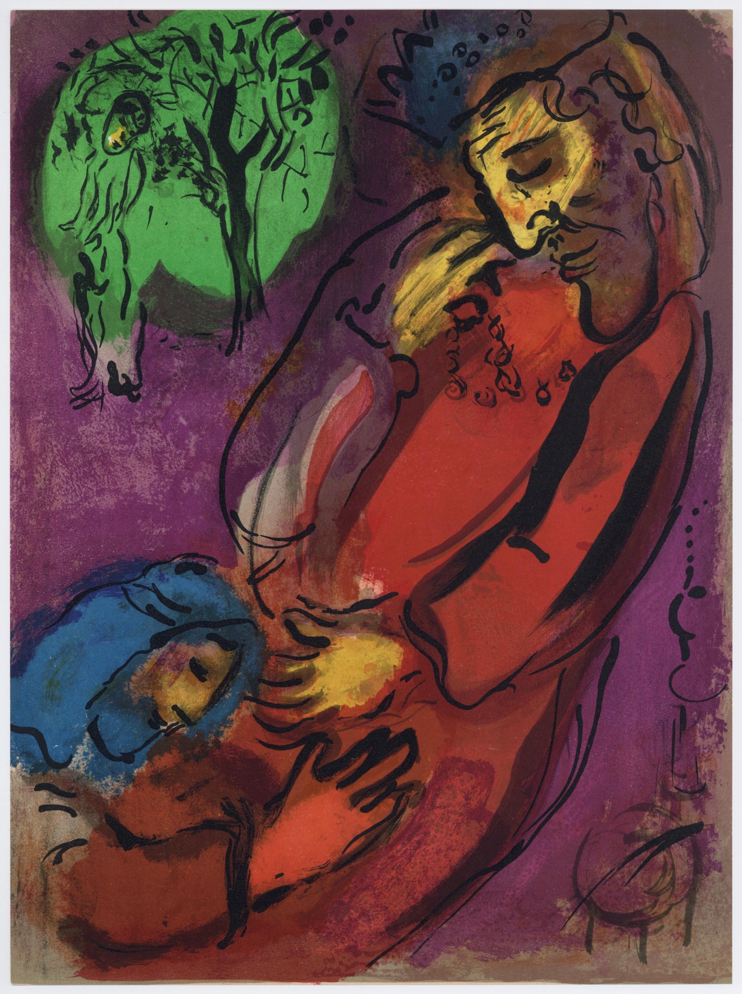 Portrait Print Marc Chagall - Lithographie originale de David et Absalom