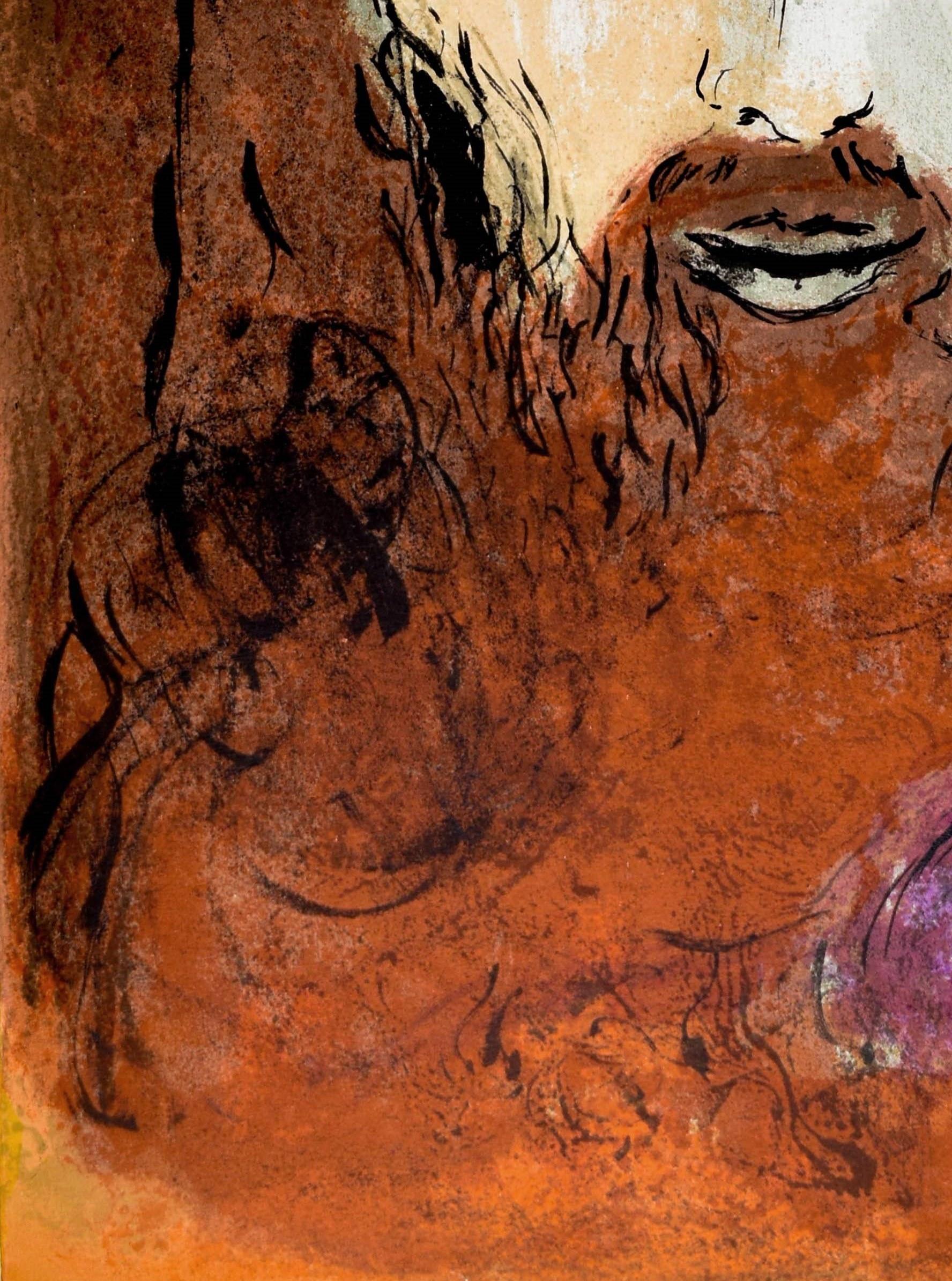 David y Betsabé - Figurative Print Marrón de Marc Chagall