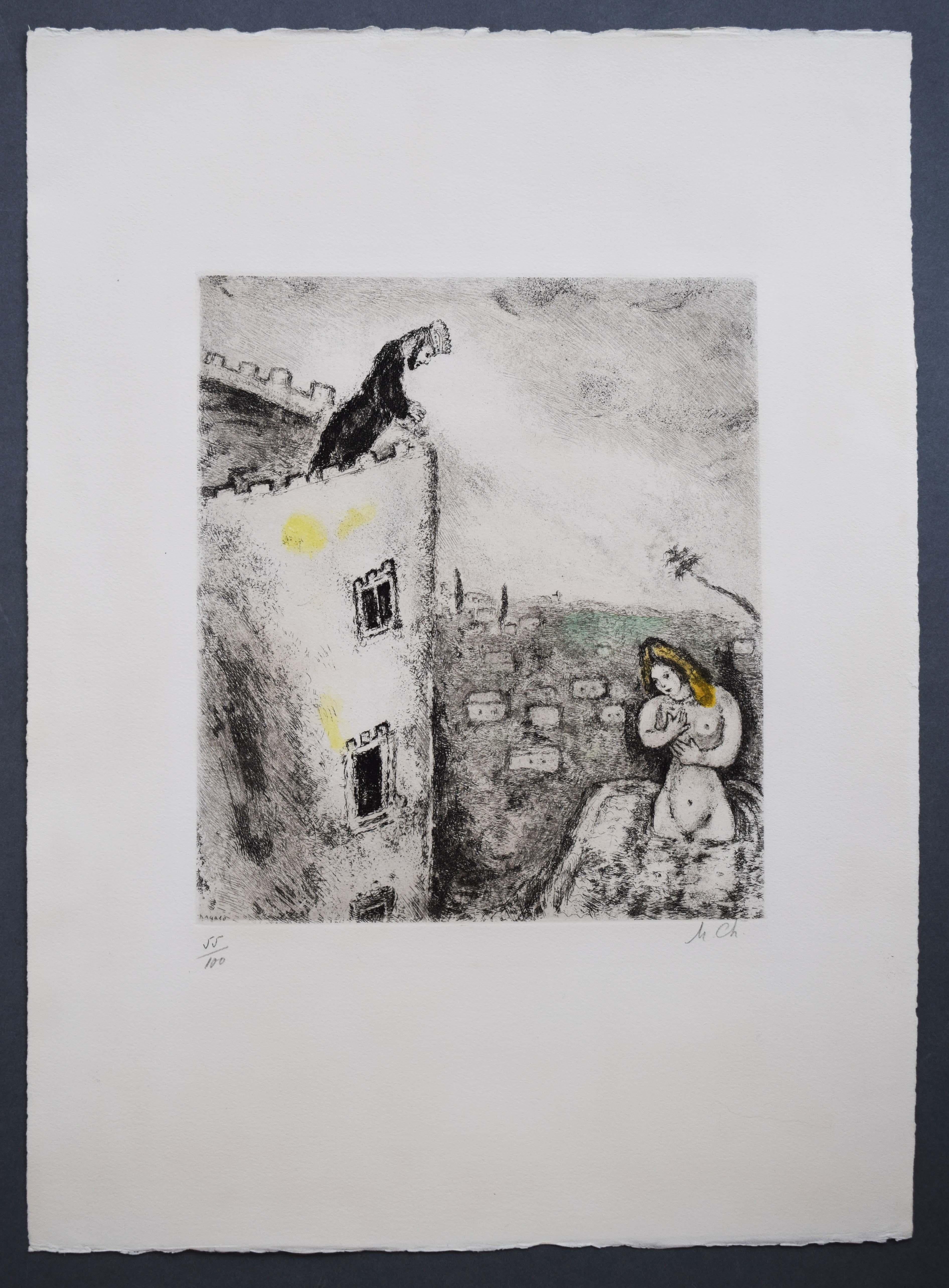 David e Betsabea, da: La Bibbia - Judaica David e Betsabea Unique - Print di Marc Chagall