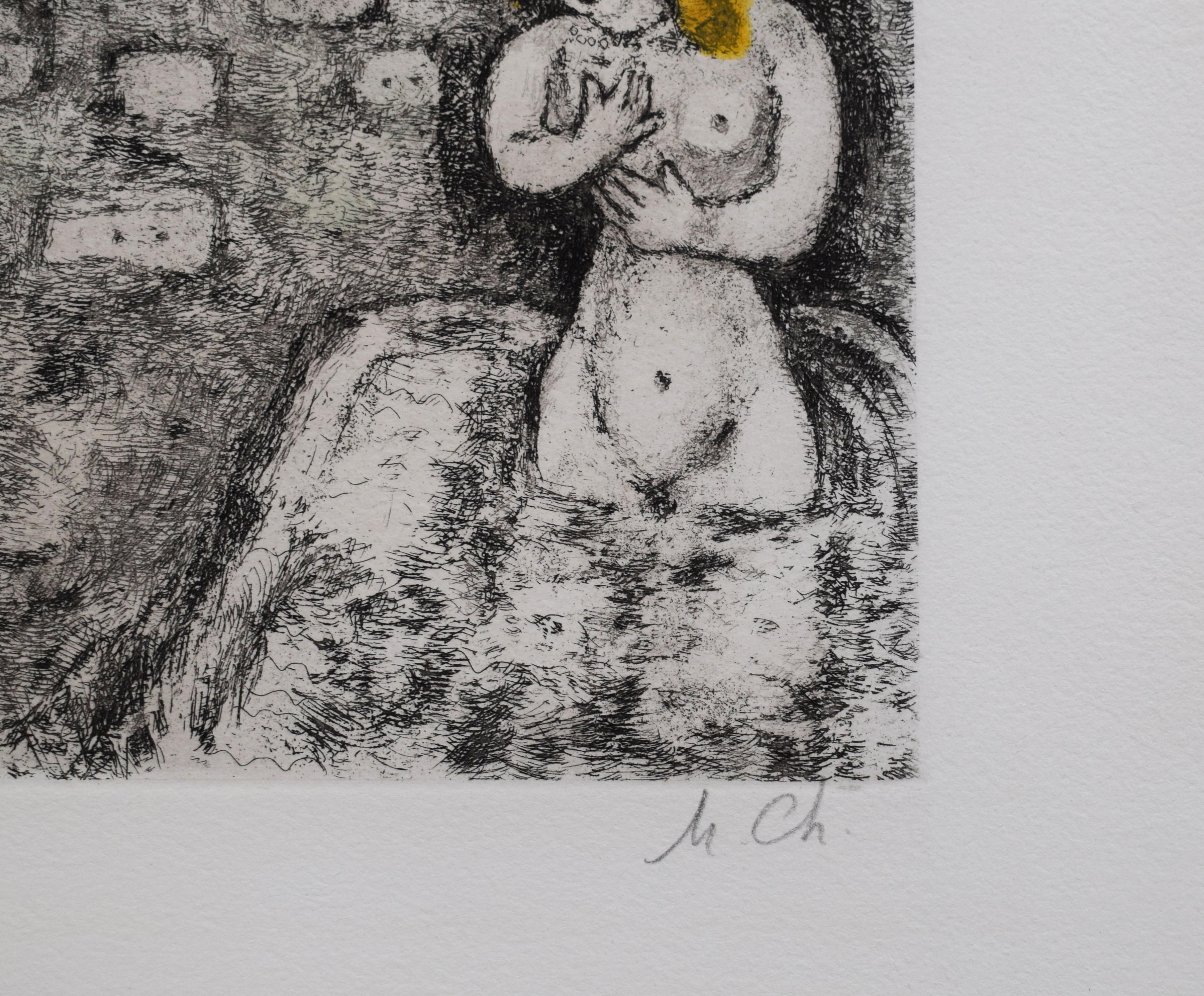 David e Betsabea, da: La Bibbia - Judaica David e Betsabea Unique - Print Moderno di Marc Chagall