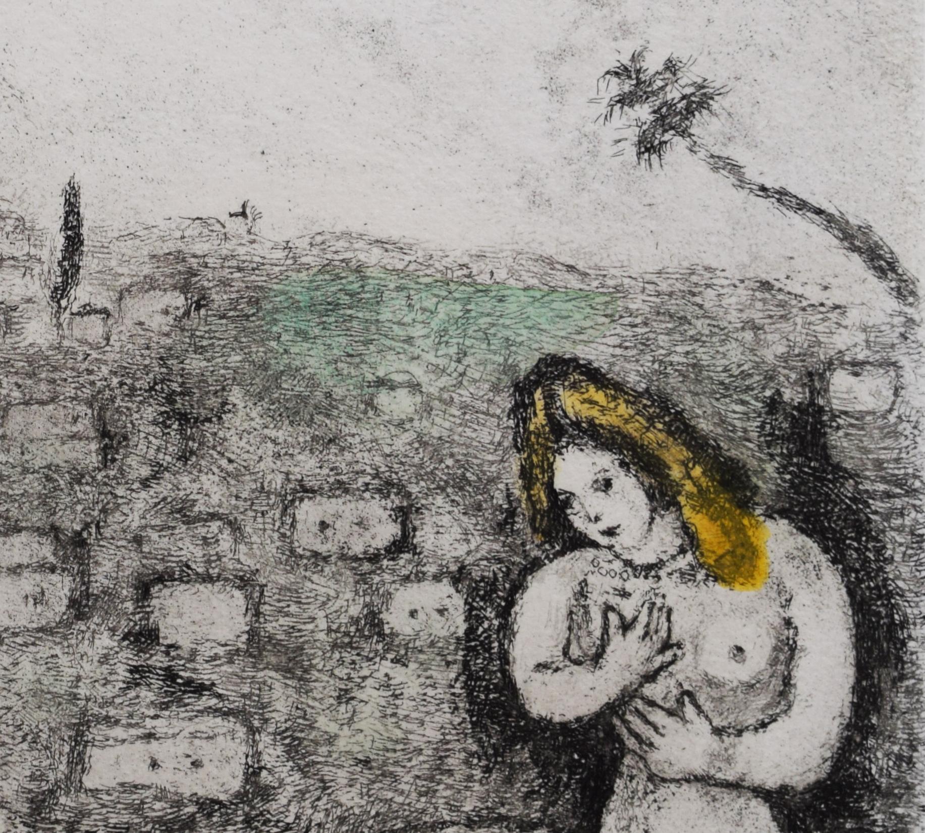 David e Betsabea, da: La Bibbia - Judaica David e Betsabea Unique - Figurative Print Grigio di Marc Chagall